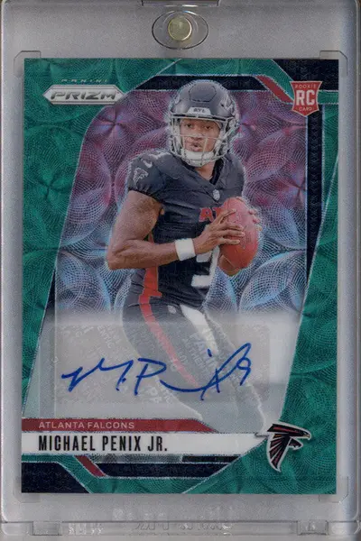 2024 Panini Prizm Autograph Green Scope Prizm #378 Michael Penix Jr. RC Auto /75