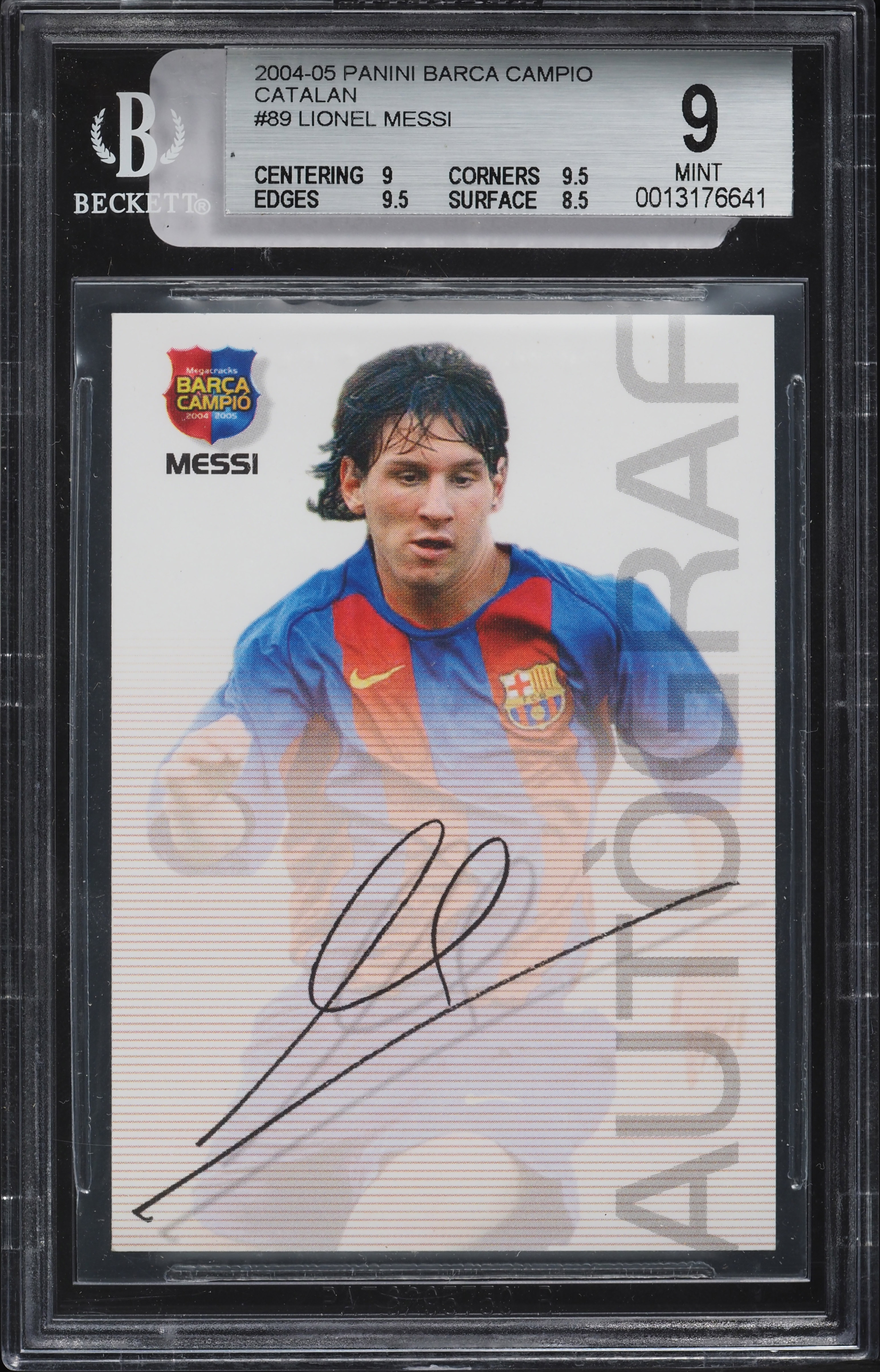 2004 Panini Sports Mega Cracks Barca Campion Lionel Messi ROOKIE #89 BGS 9 MT