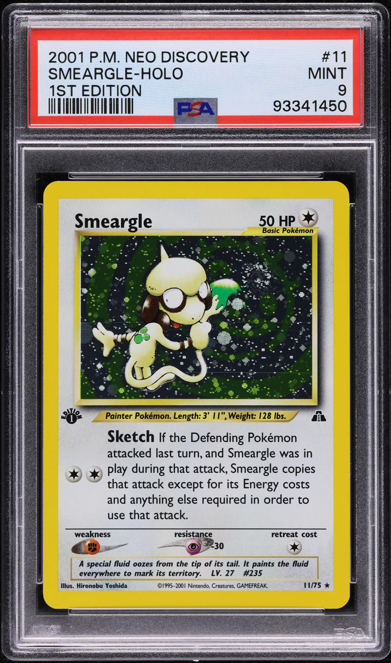 2001 Pokemon Neo Discovery 1st Edition Holo Smeargle #11 PSA 9 MINT