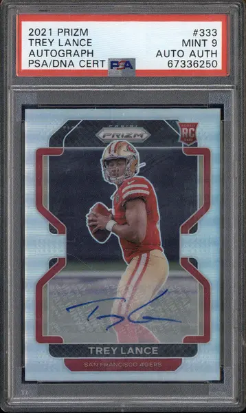 2021 Panini Prizm Rookie Autographs Silver #333 Trey Lance RC Auto PSA 9