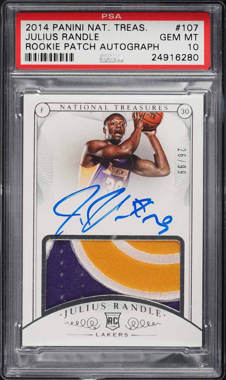 2014 National Treasures Julius Randle ROOKIE PATCH AUTO /99 #107 PSA 10 GEM MINT