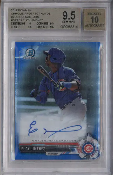 2017 Bowman Chrome Prospect Auto Blue Refractor #CPAEJ Eloy Jimenez /150 BGS 9.5