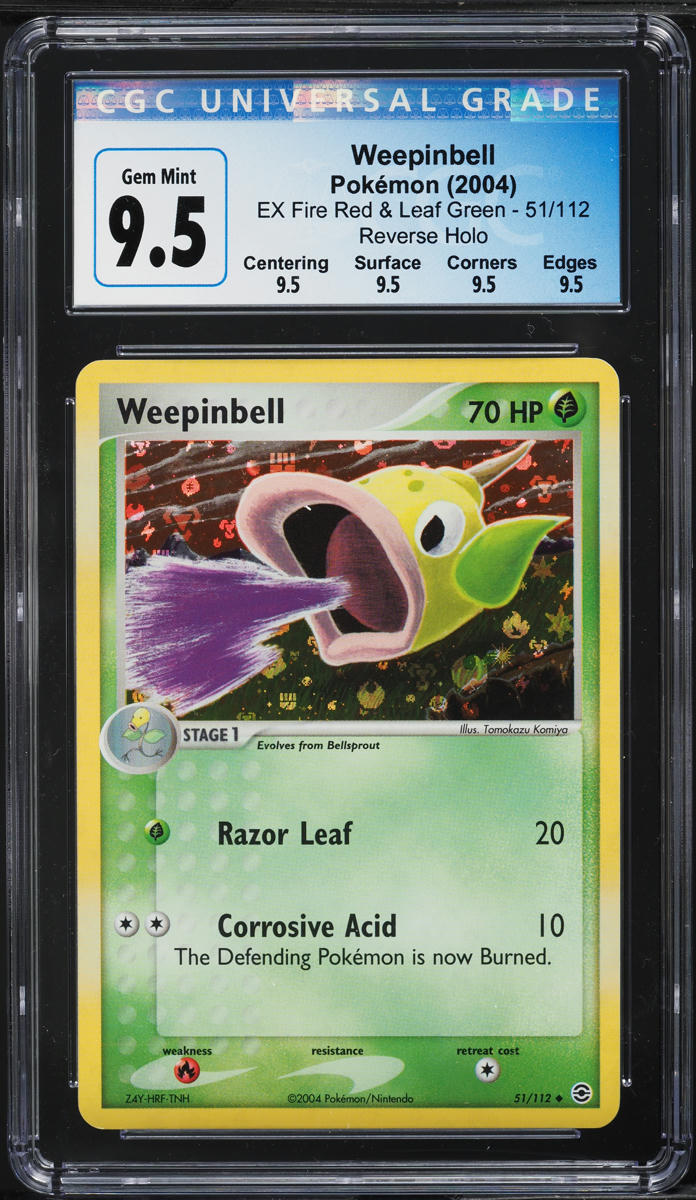 2004 Pokemon EX Fire Red & Leaf Green Reverse Holo Weepinbell #51 CGC 9.5 GEM