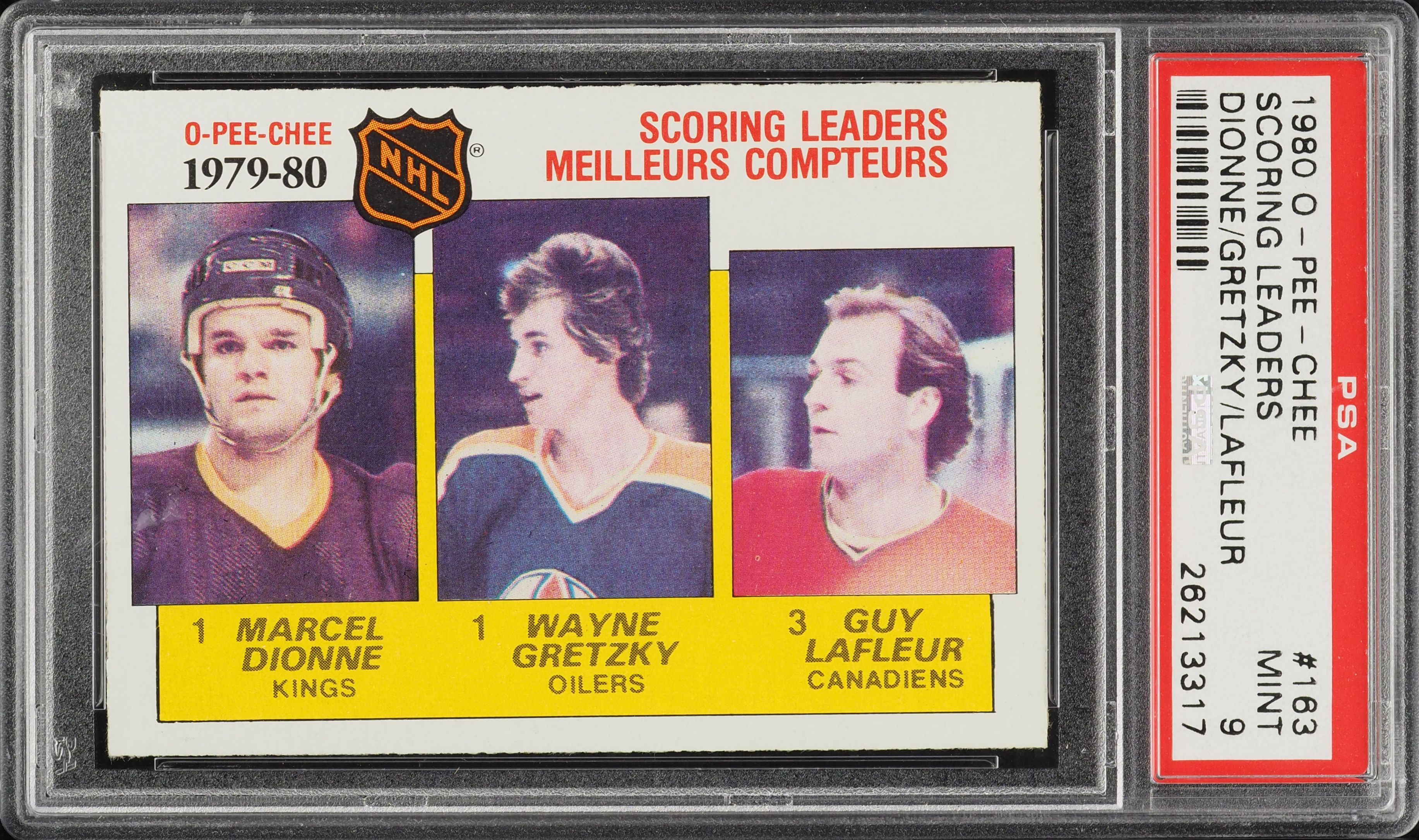 1980 O-Pee-Chee Hockey Wayne Gretzky Guy LaFleur Dionne LDRS #163 PSA 9 MINT