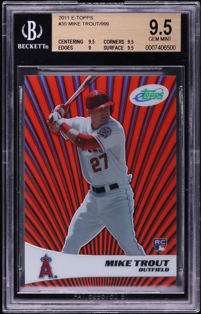 2011 eTopps Mike Trout ROOKIE /999 #35 BGS 9.5 GEM MINT