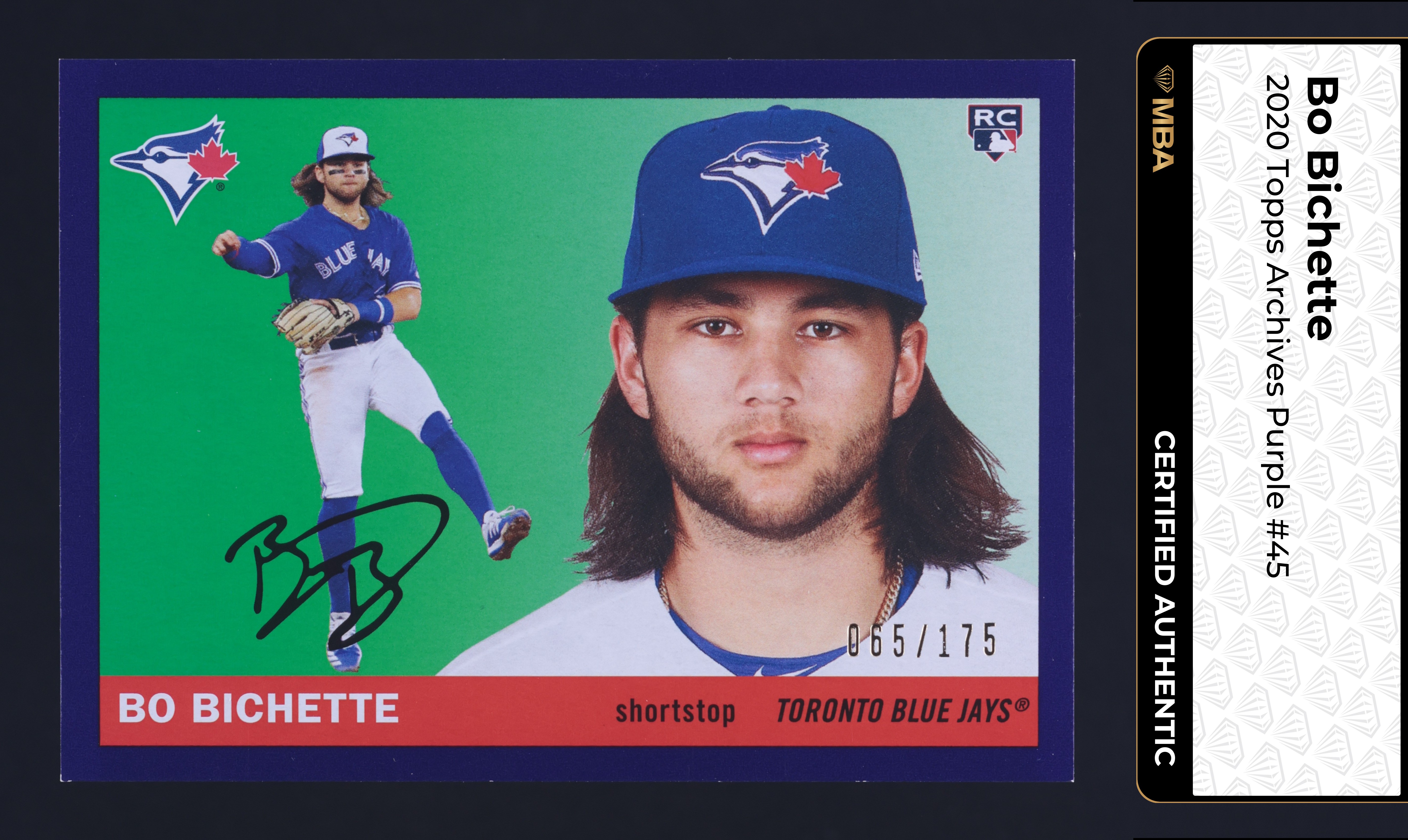 2020 Topps Archives Purple Bo Bichette ROOKIE /175 #45 MBA AUTH