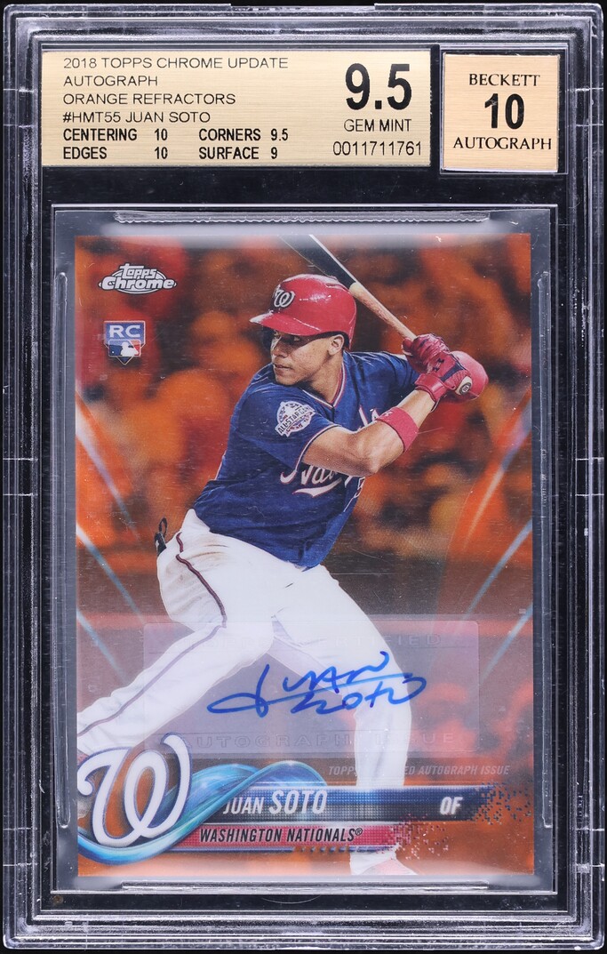 2018 Topps Chrome Update Orange Refractor Juan Soto ROOKIE AUTO /25 BGS 9.5 GEM