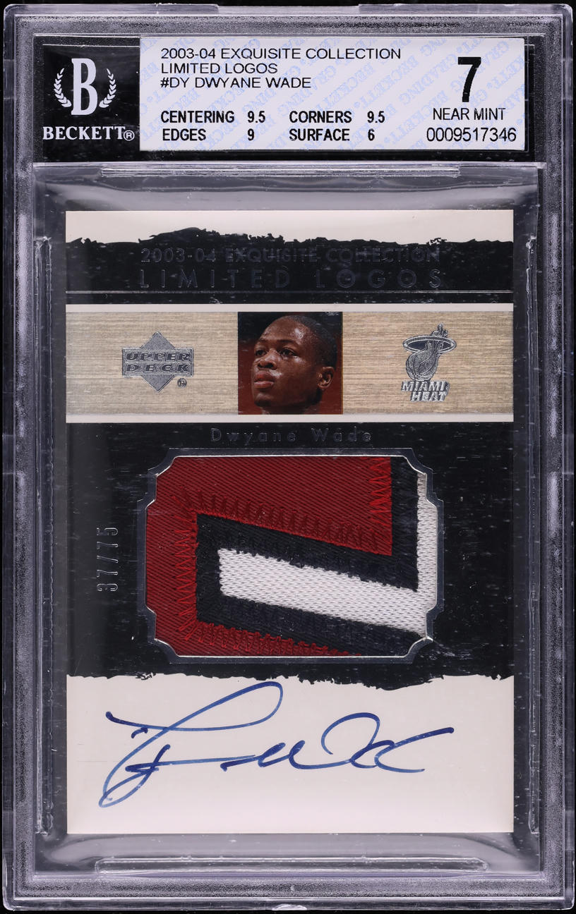 2003 Exquisite Collection Limited Logos Dwyane Wade ROOKIE PATCH AUTO /75 BGS 7