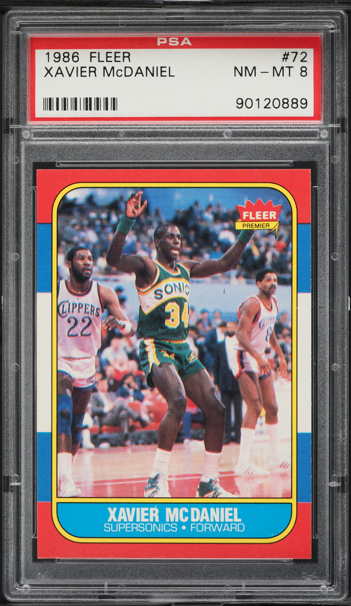 1986 Fleer Basketball Xavier McDaniel ROOKIE #72 PSA 8 NM-MT