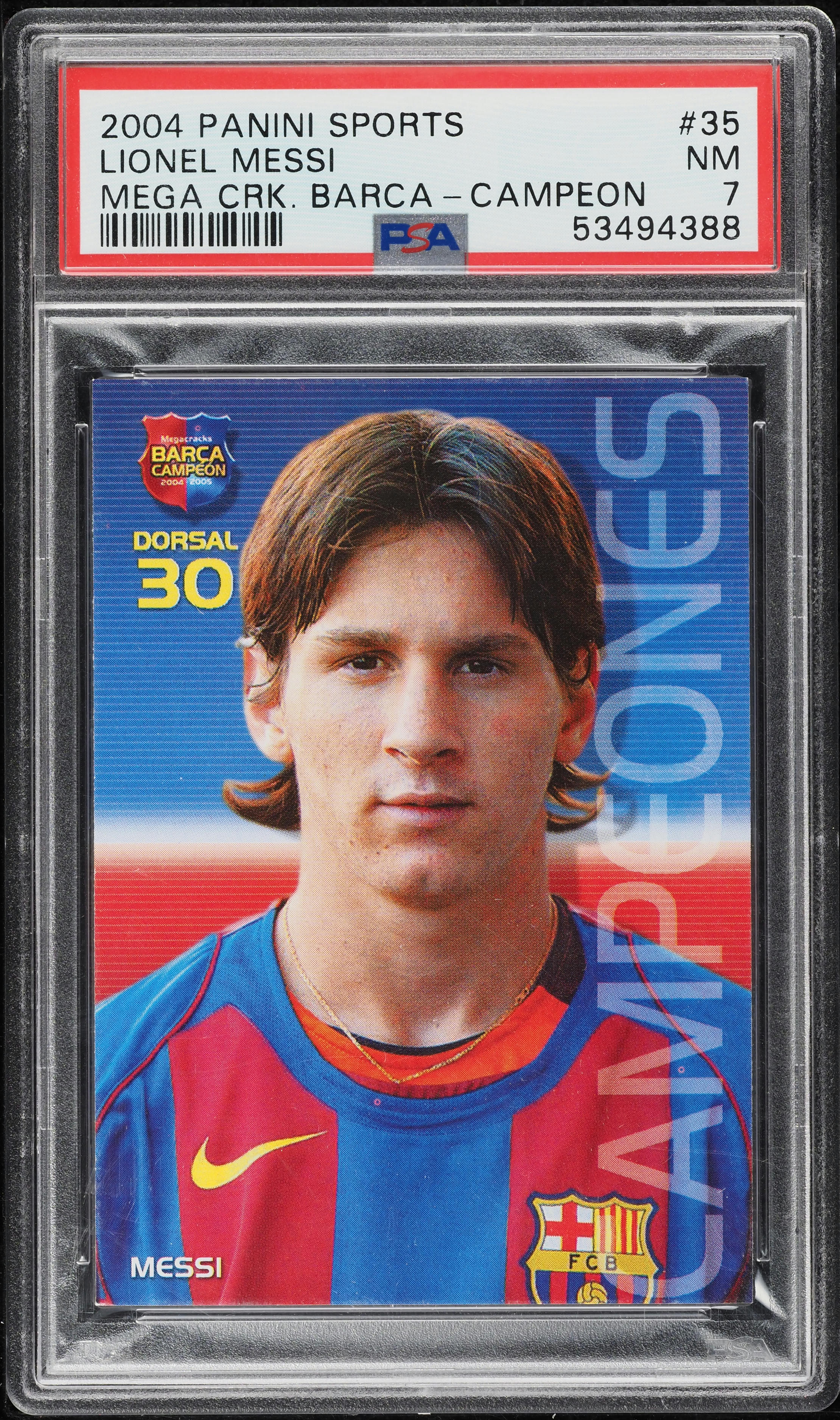 2004 Panini Sports Mega Cracks Campeon Lionel Messi ROOKIE #35 PSA 7 NRMT