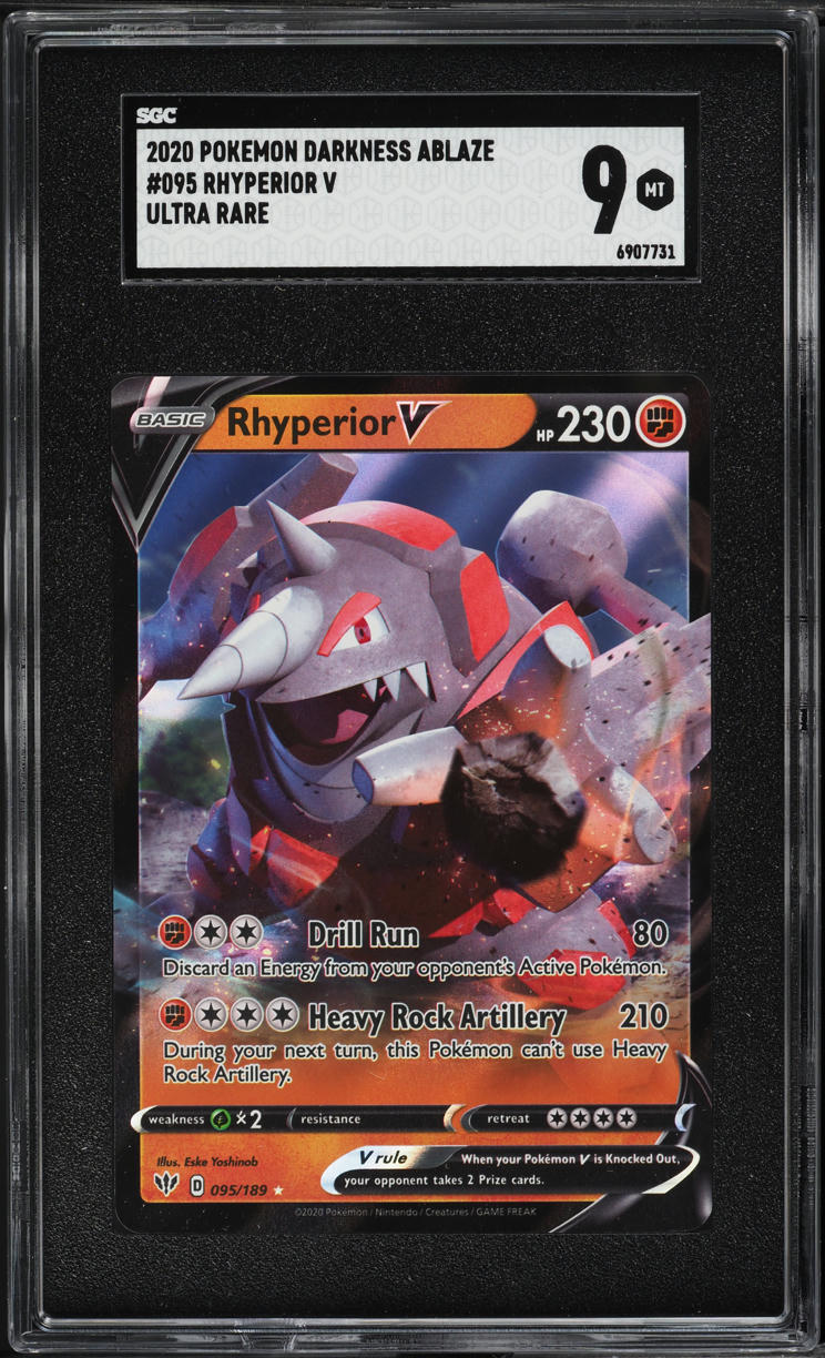 2020 Pokemon Sword & Shield Darkness Ablaze Rhyperior V #95 SGC 9 MINT