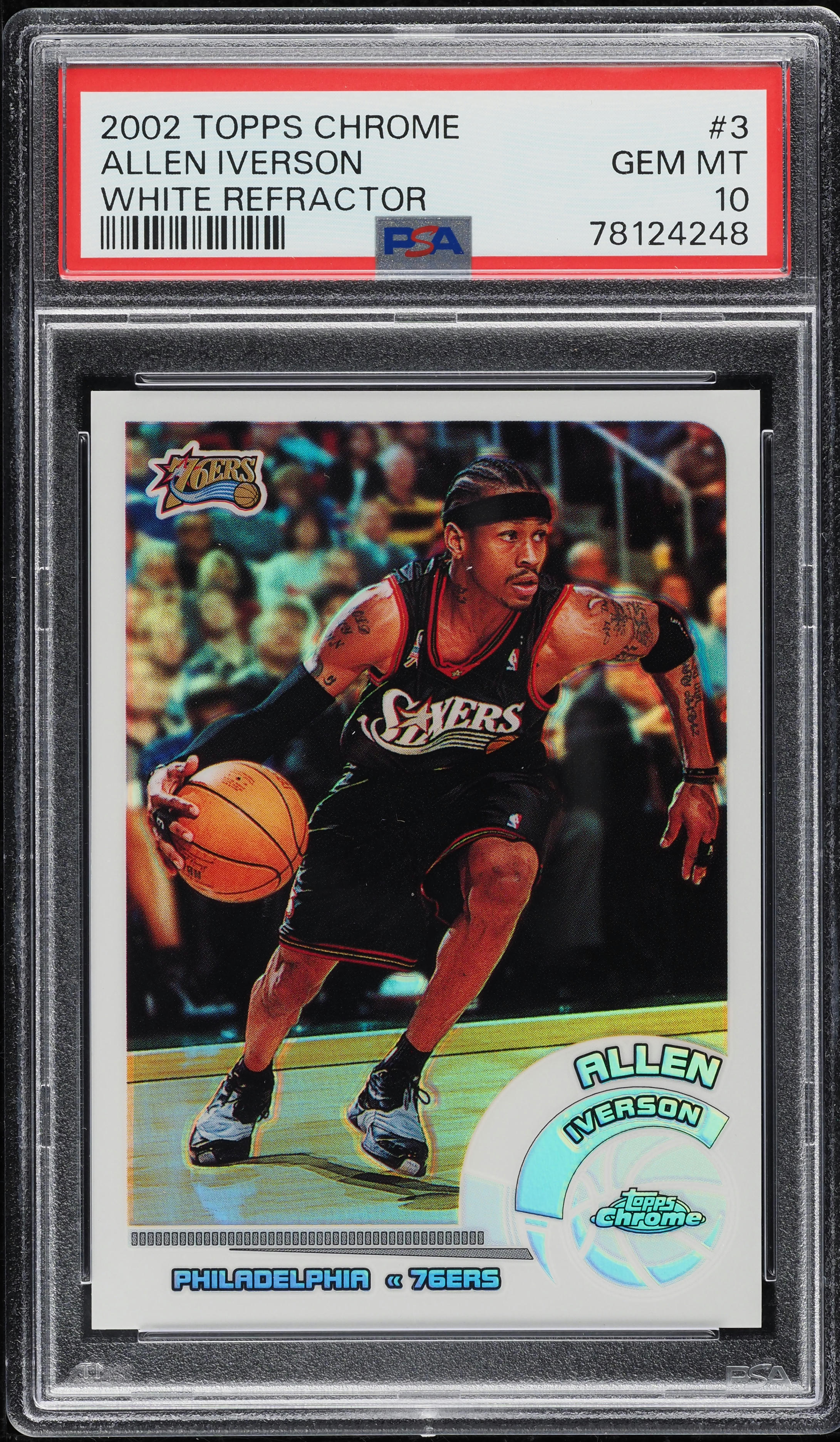 2002 Topps Chrome White Refractor Allen Iverson /249 #3 PSA 10 GEM MINT