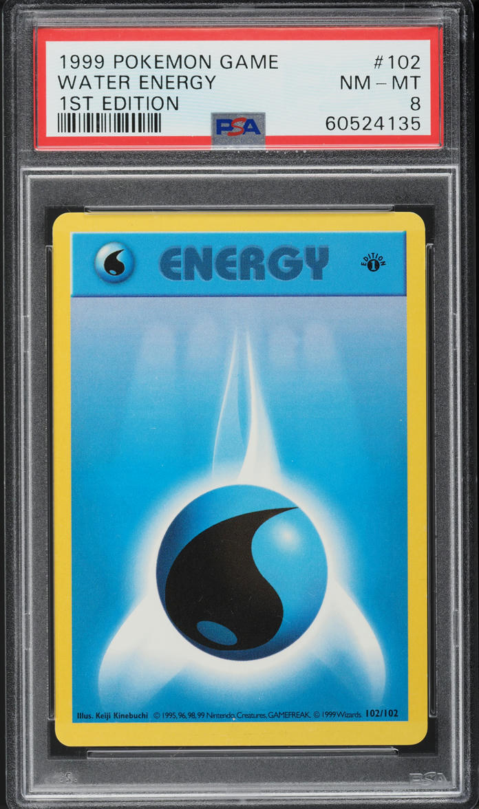 1999 Pokemon Base Set Shadowless 1st Edition Water Energy #102 PSA 8 NM-MT