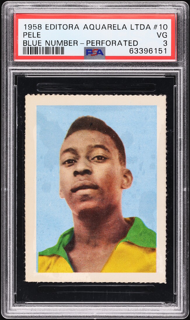 1958 Editora Aquarela Soccer Blue Number Pele ROOKIE #10 PSA 3 VG