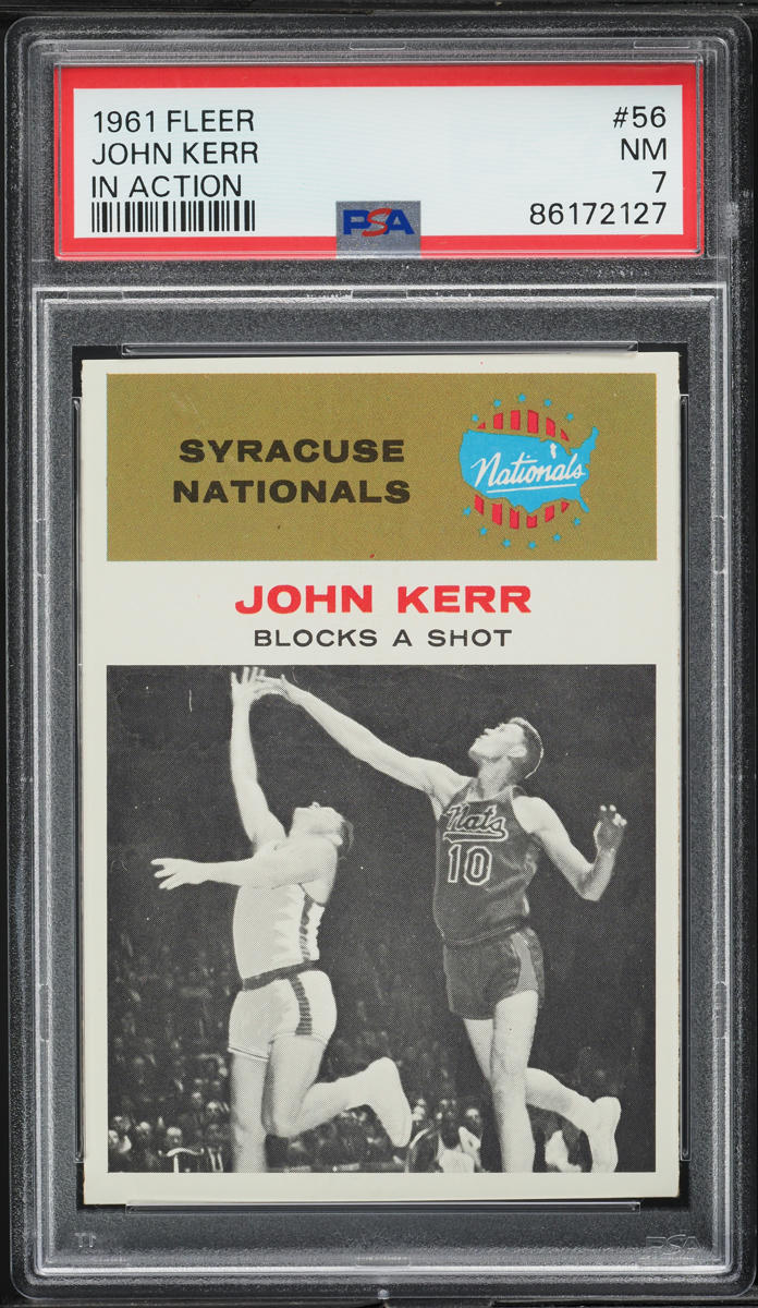 1961 Fleer Basketball John Kerr IN ACTION #56 PSA 7 NRMT