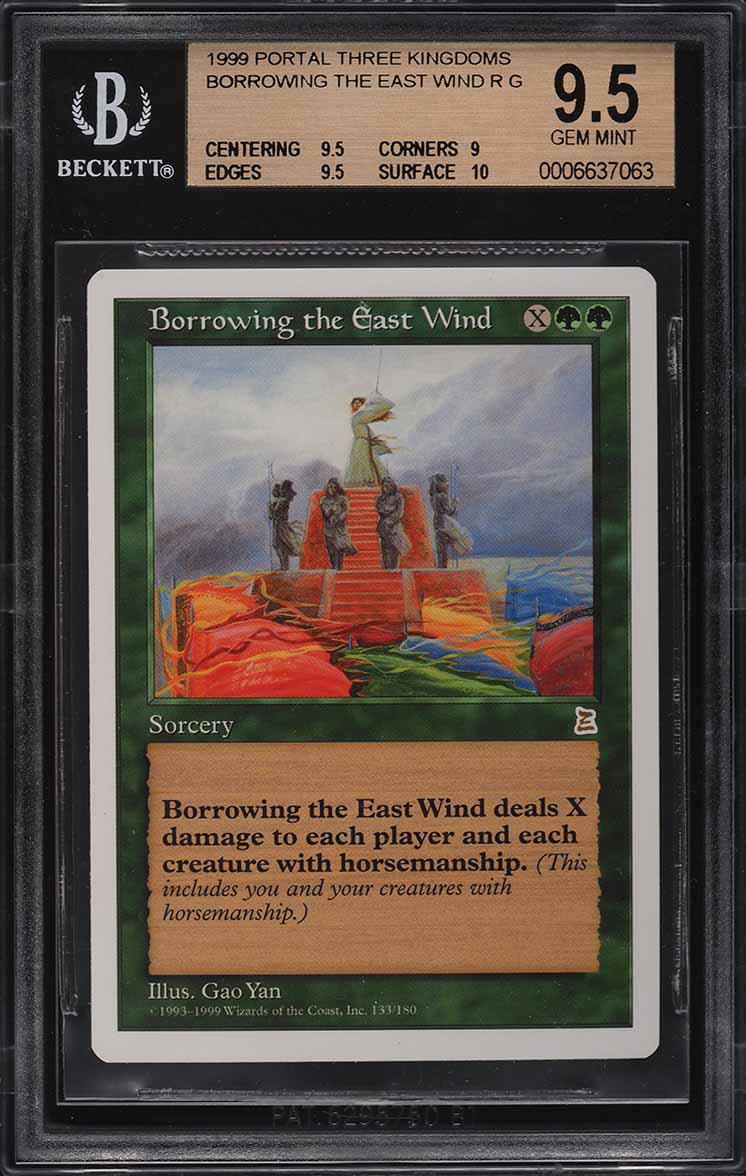 1999 Magic The Gathering Portal Three Kingdoms Borrowing The East Wind BGS 9.5
