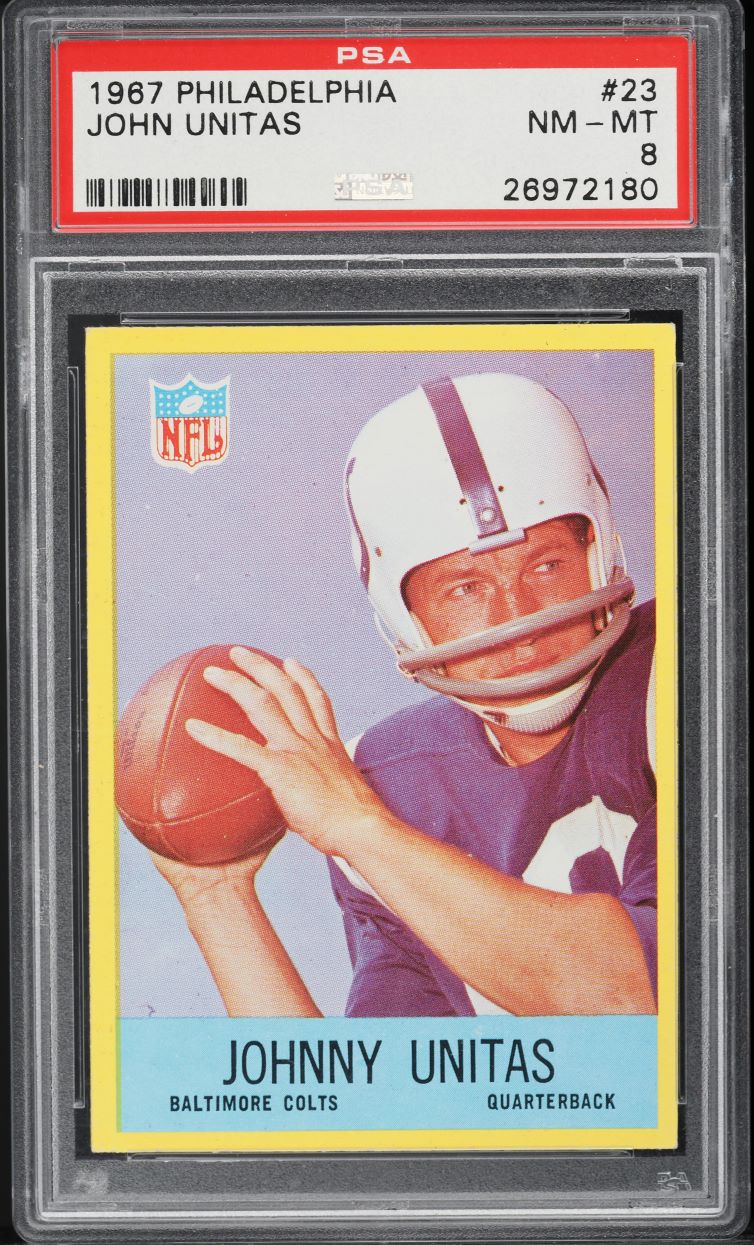 1967 Philadelphia Football Johnny Unitas #23 PSA 8 NM-MT