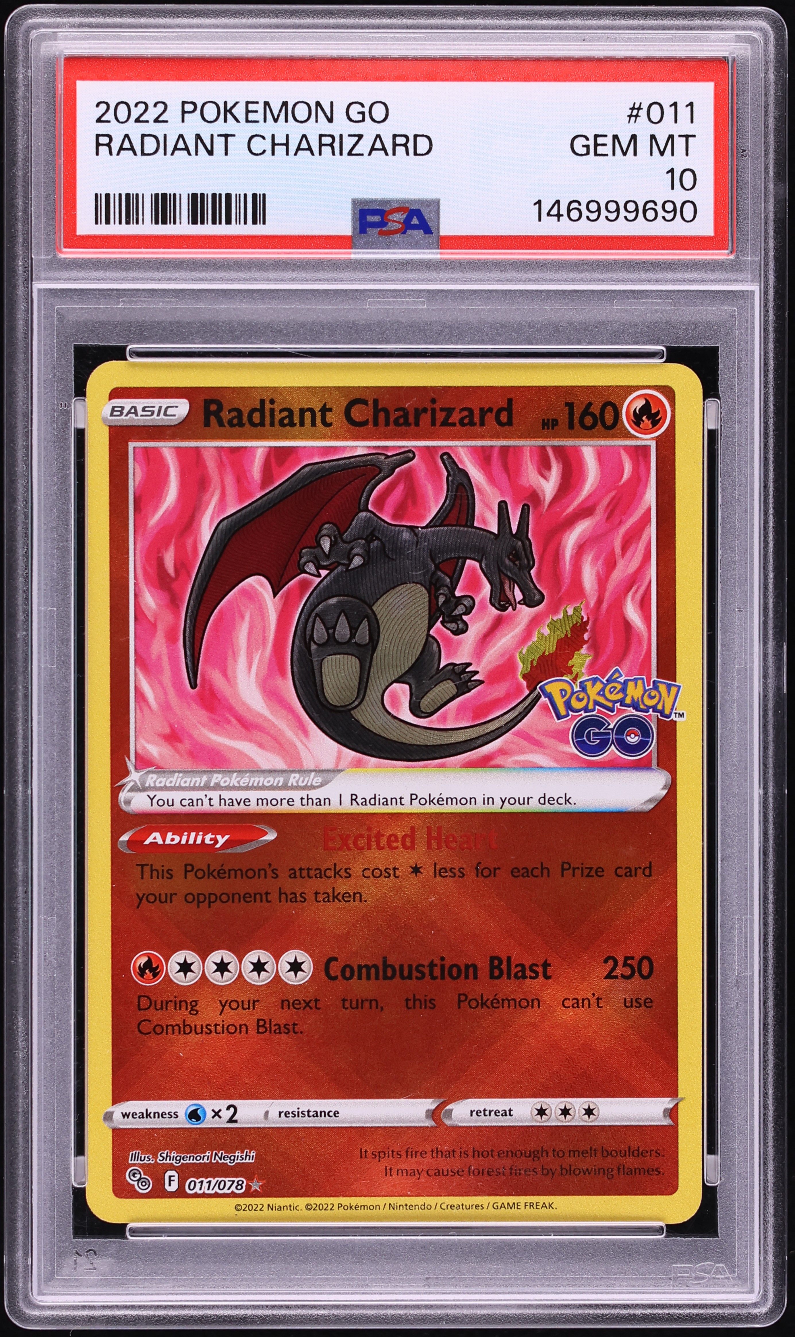 2022 Pokemon Sword & Shield GO Holo Radiant Charizard #11 PSA 10 GEM MINT