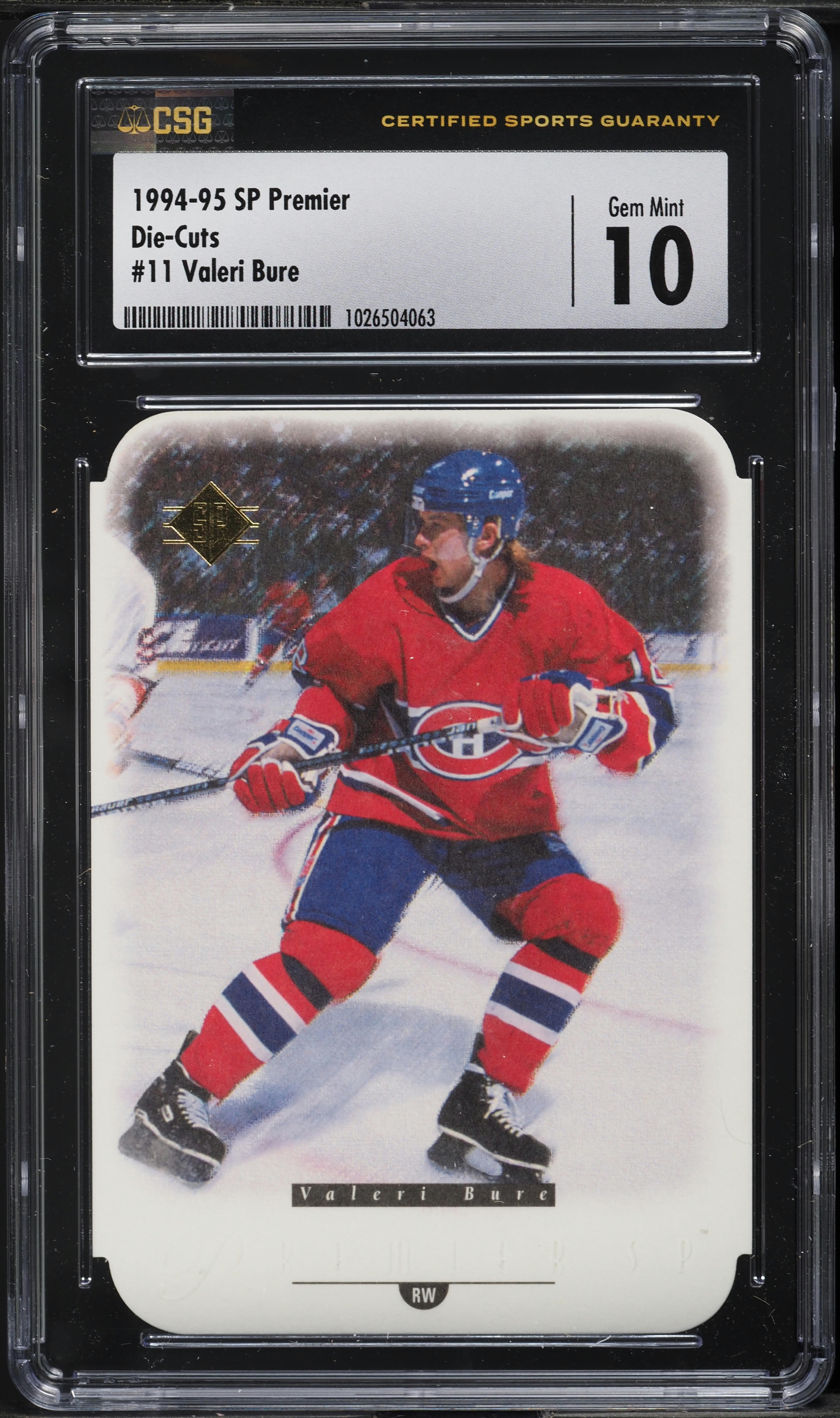 1994 SP Premier Die-Cuts Valeri Bure #11 CSG 10 GEM MINT