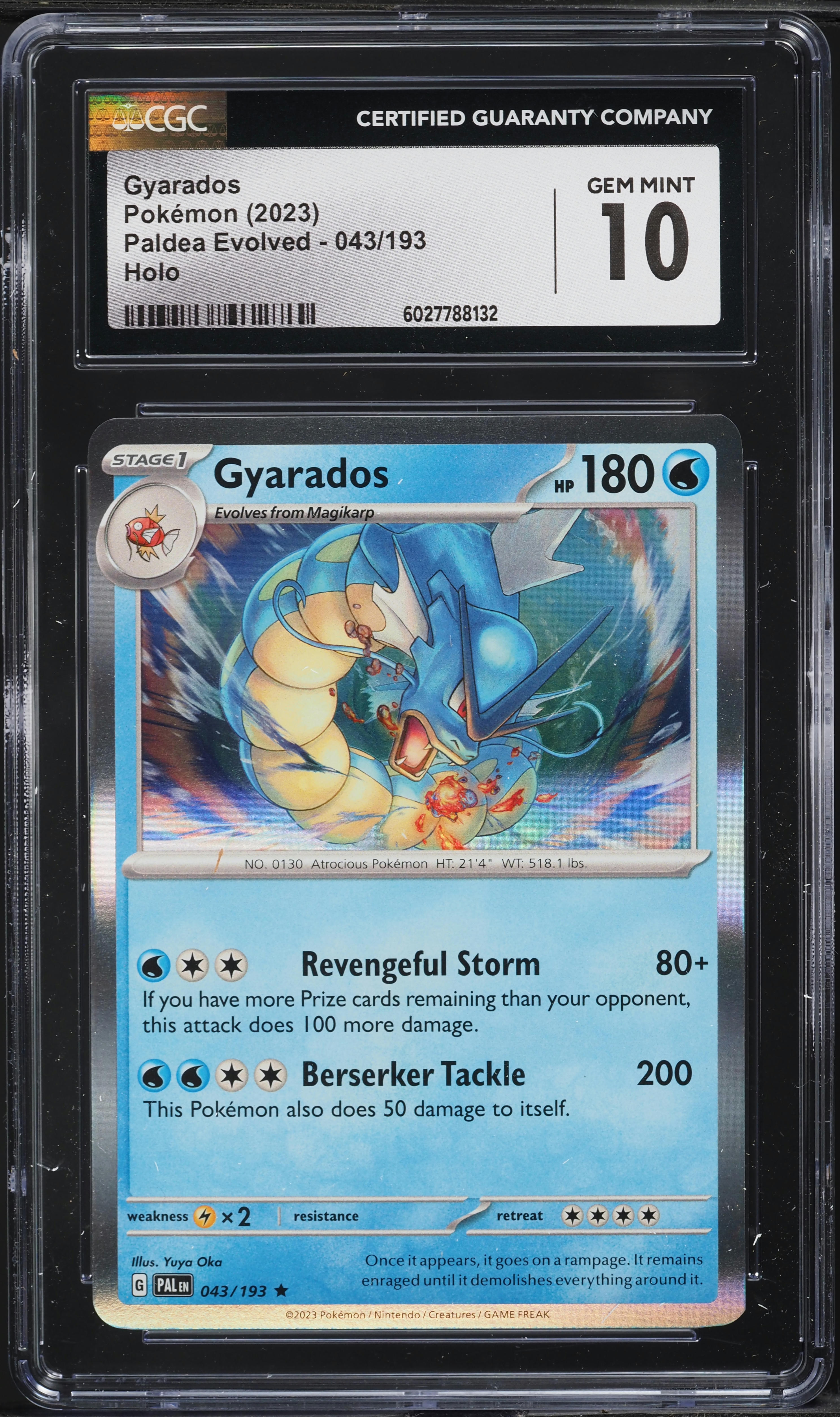 2023 Pokemon Scarlet & Violet Paldea Evolved Holo Gyarados #43 CGC 10 GEM MINT
