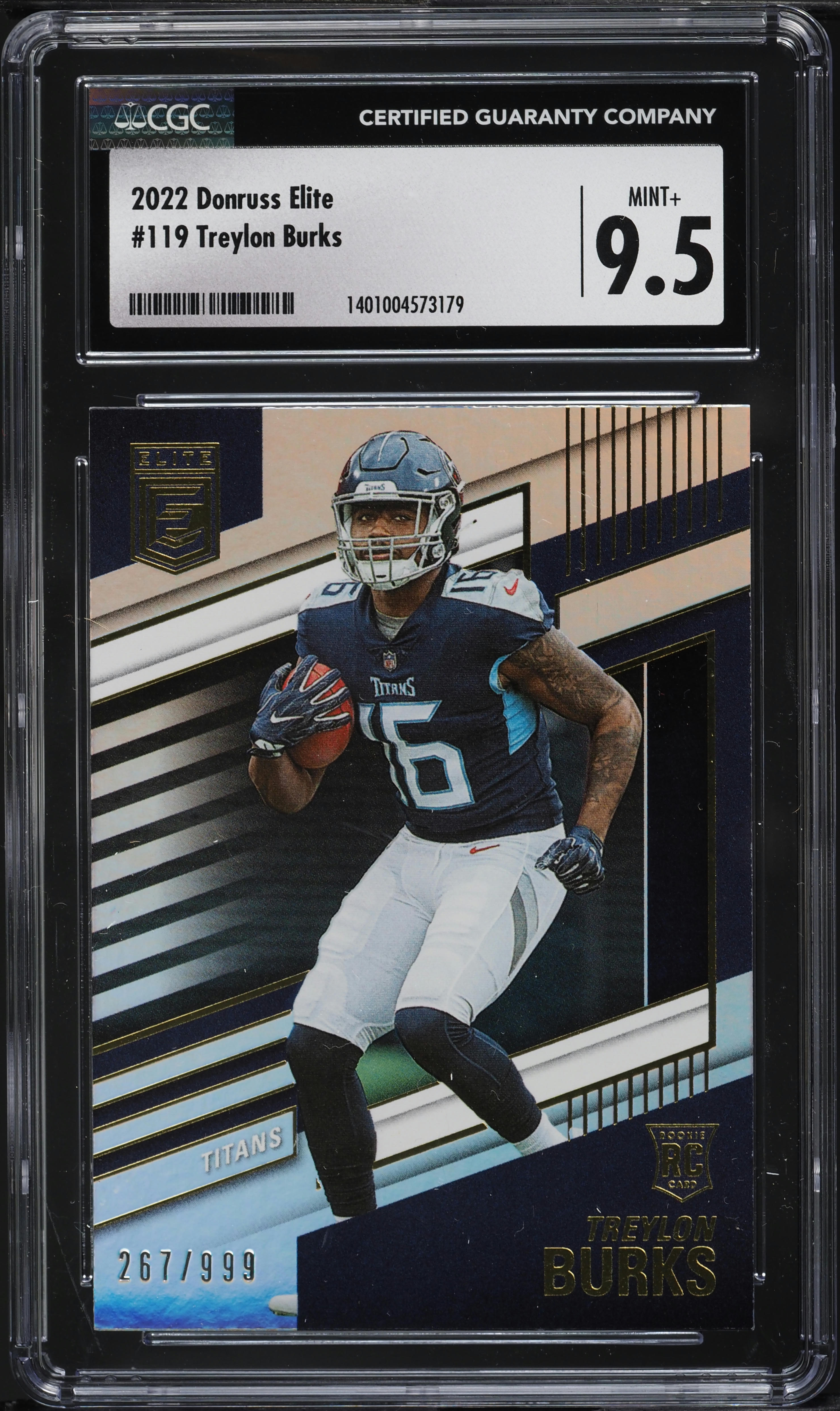 2022 Donruss Elite Treylon Burks ROOKIE /999 #119 CGC 9.5 MINT+