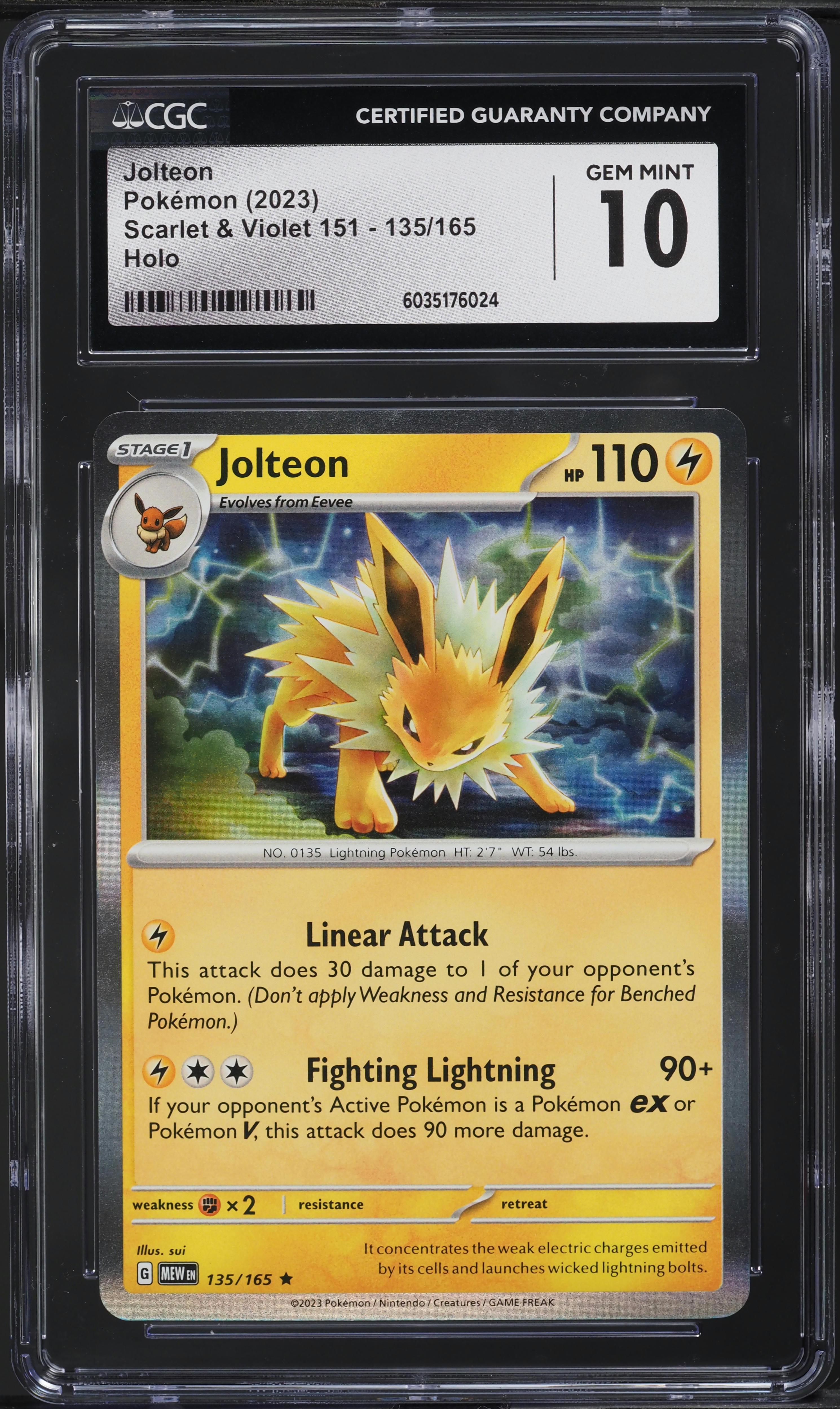 2023 Pokemon Scarlet & Violet 151 Holo Jolteon #135 CGC 10 GEM MINT
