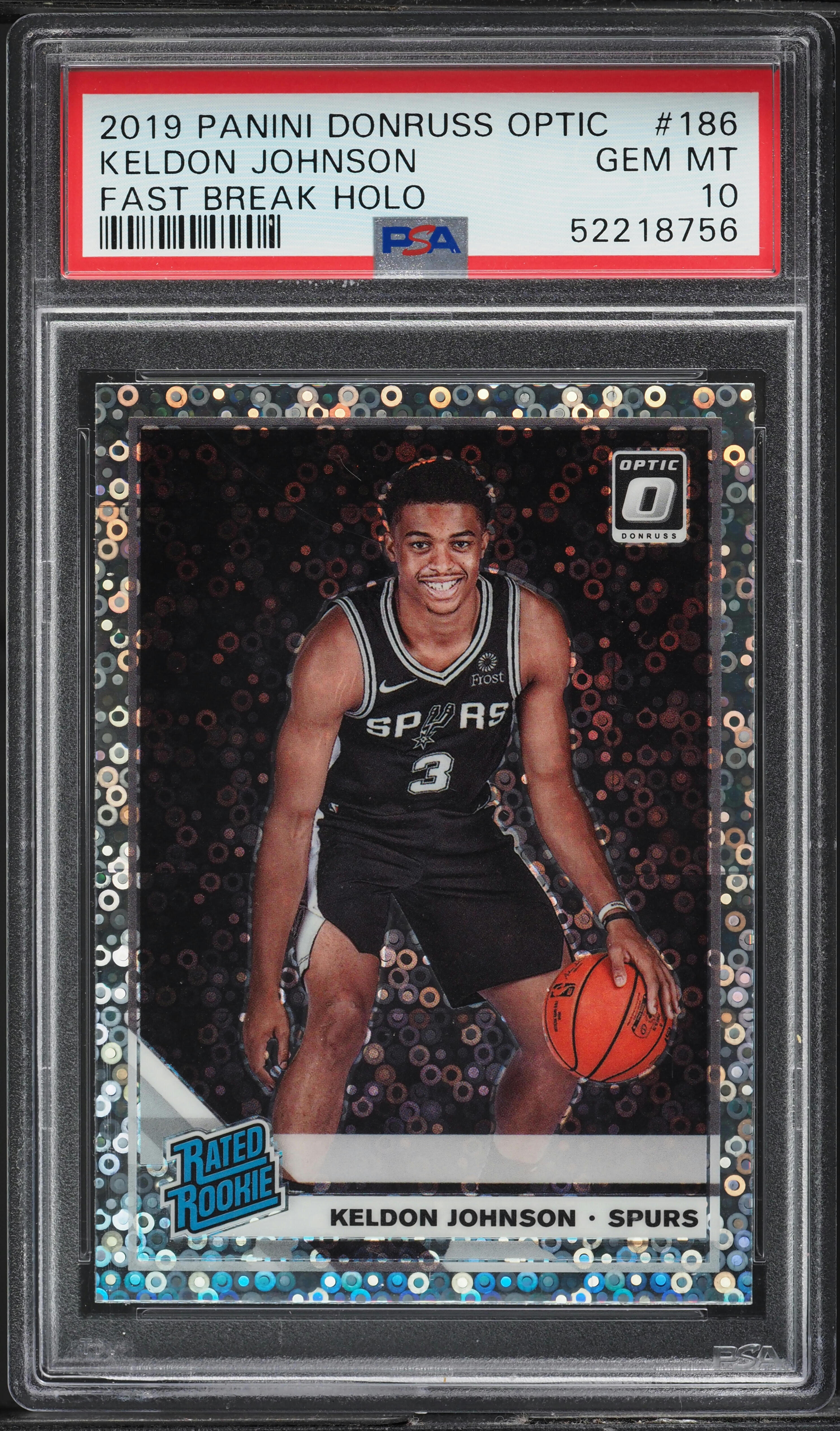 2019 Donruss Optic Fast Break Keldon Johnson ROOKIE #186 PSA 10 GEM MINT