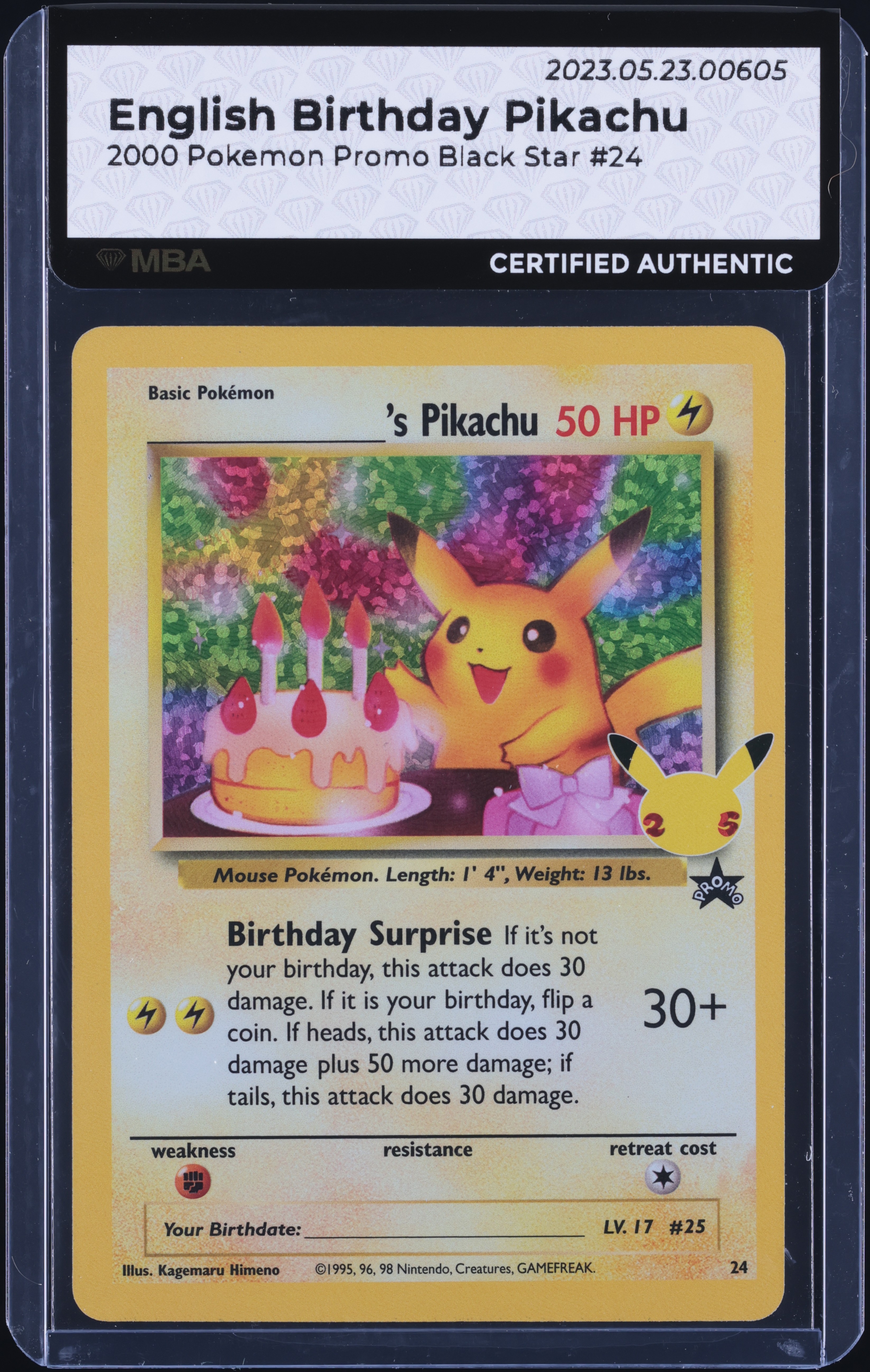 2021 Pokemon SWSH Celebrations Classic Holo Birthday Pikachu #24