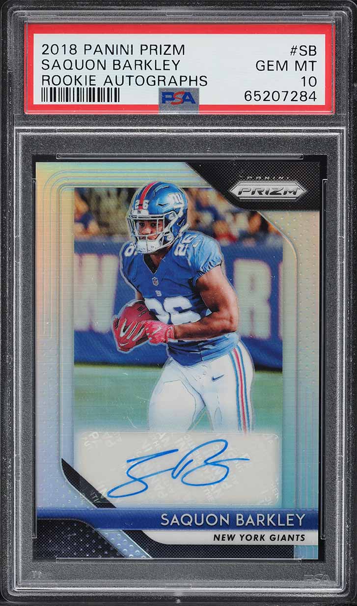 2018 Panini Prizm Silver Saquon Barkley ROOKIE AUTO #SB PSA 10 GEM MINT