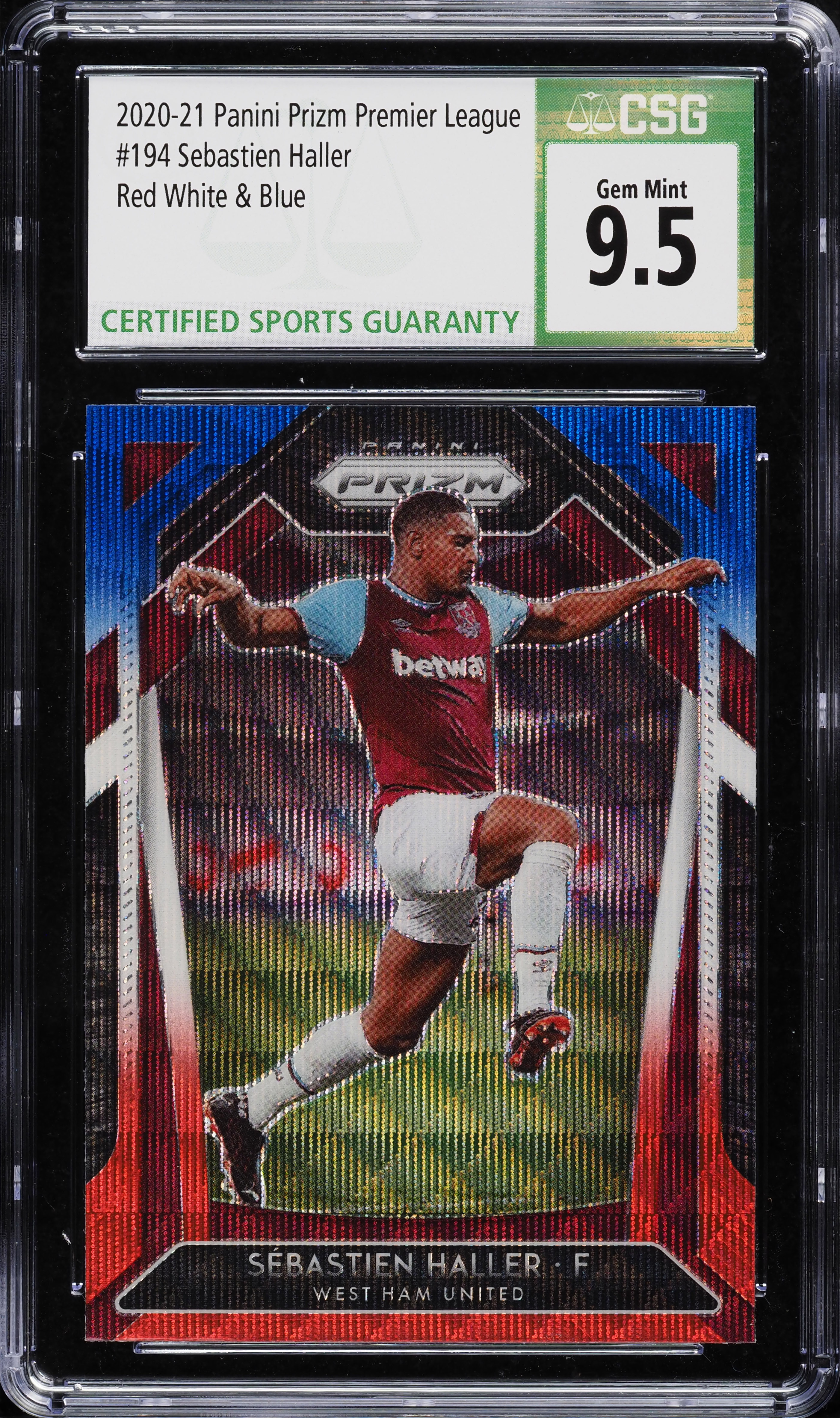 2020 Panini Prizm Premier League Red White Blue Sebastien Haller #194 CSG 9.5
