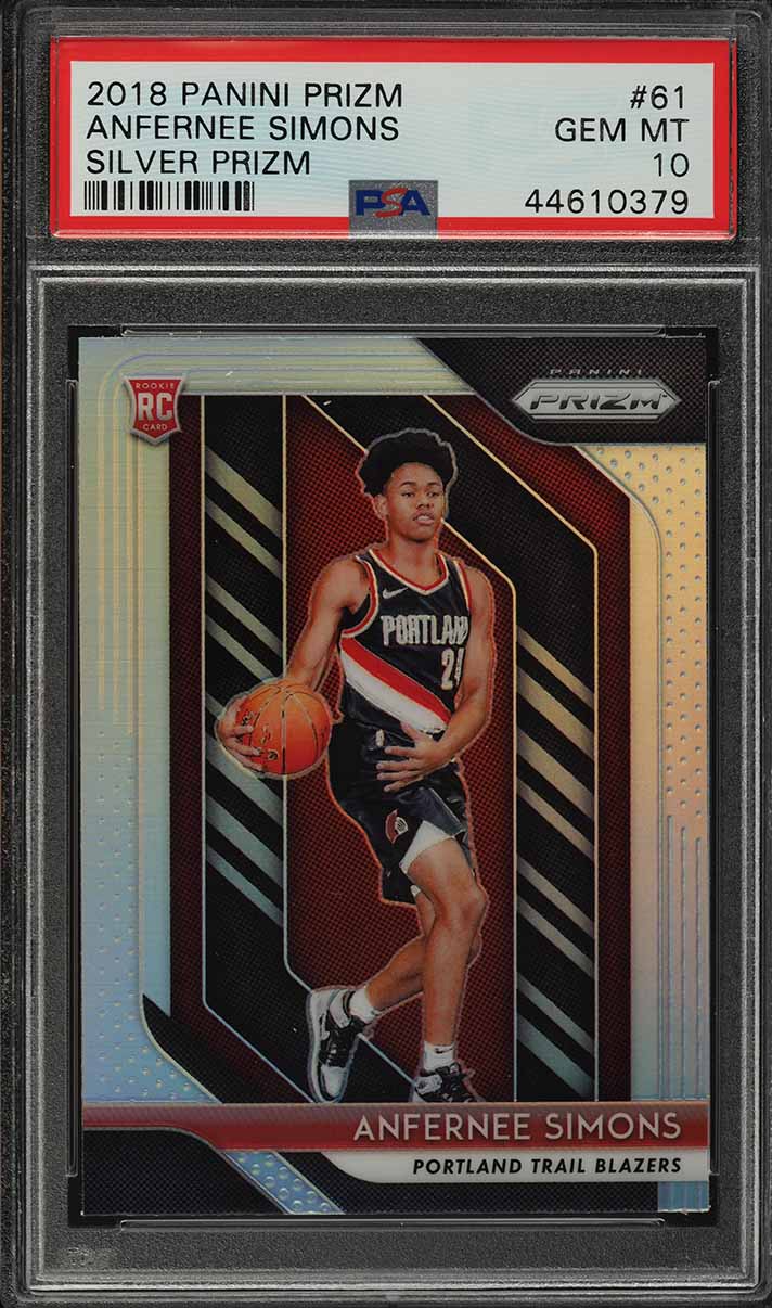 2018 Panini Prizm Silver Prizms Anfernee Simons ROOKIE RC #61 PSA 10 GEM MINT