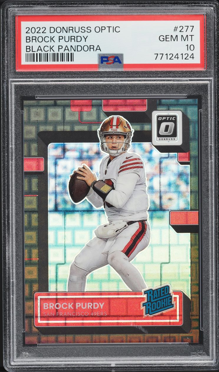 2022 Donruss Optic Black Pandora Brock Purdy ROOKIE /25 #277 PSA 10 GEM MINT