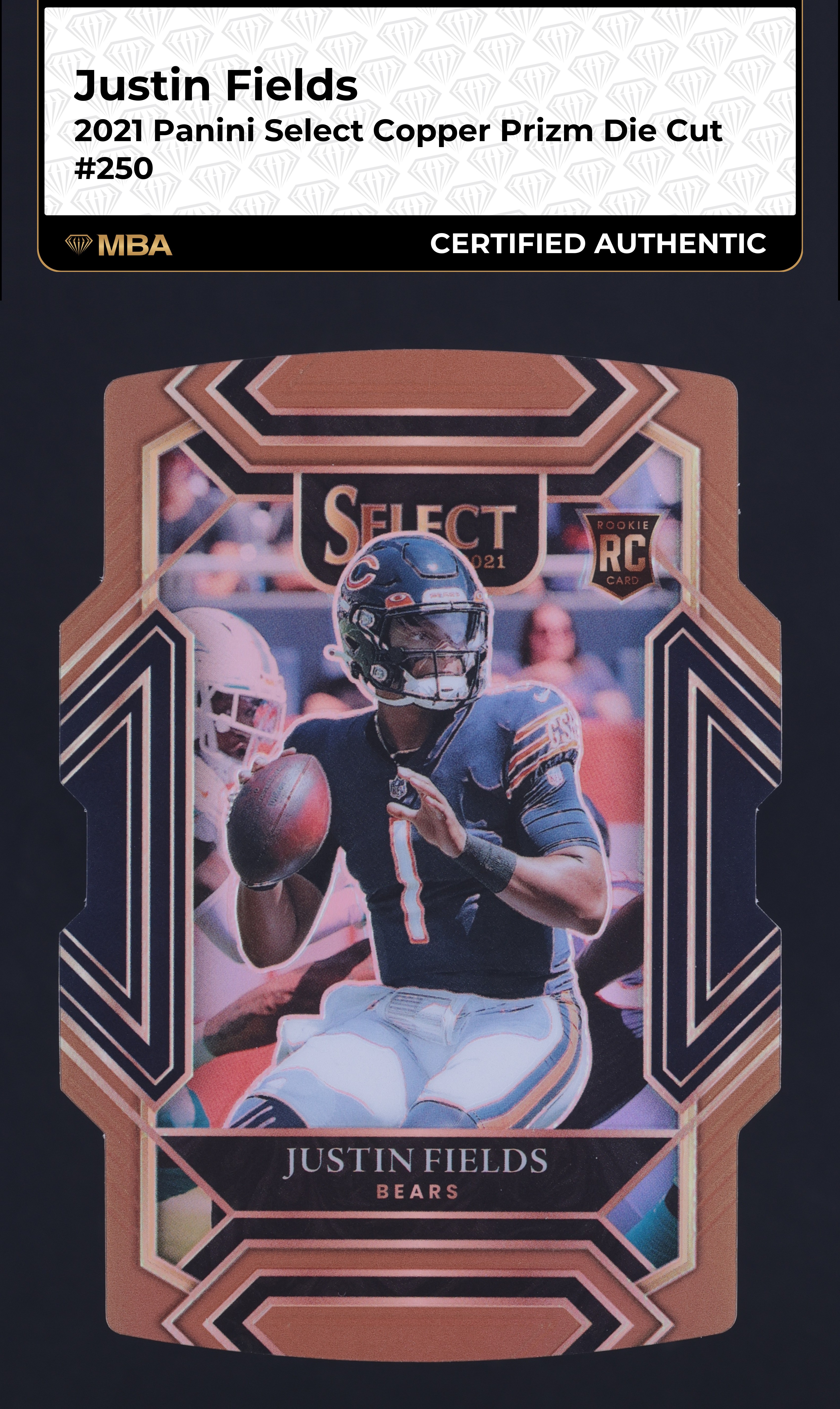 2021 Select Club Level Copper Prizm Die-Cut Justin Fields /199 #250 MBA AUTH