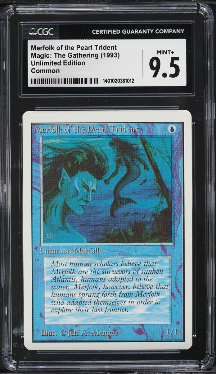 1993 Magic The Gathering MTG Unlimited Merfolk Of Pearl Trident CGC 9.5 MINT+
