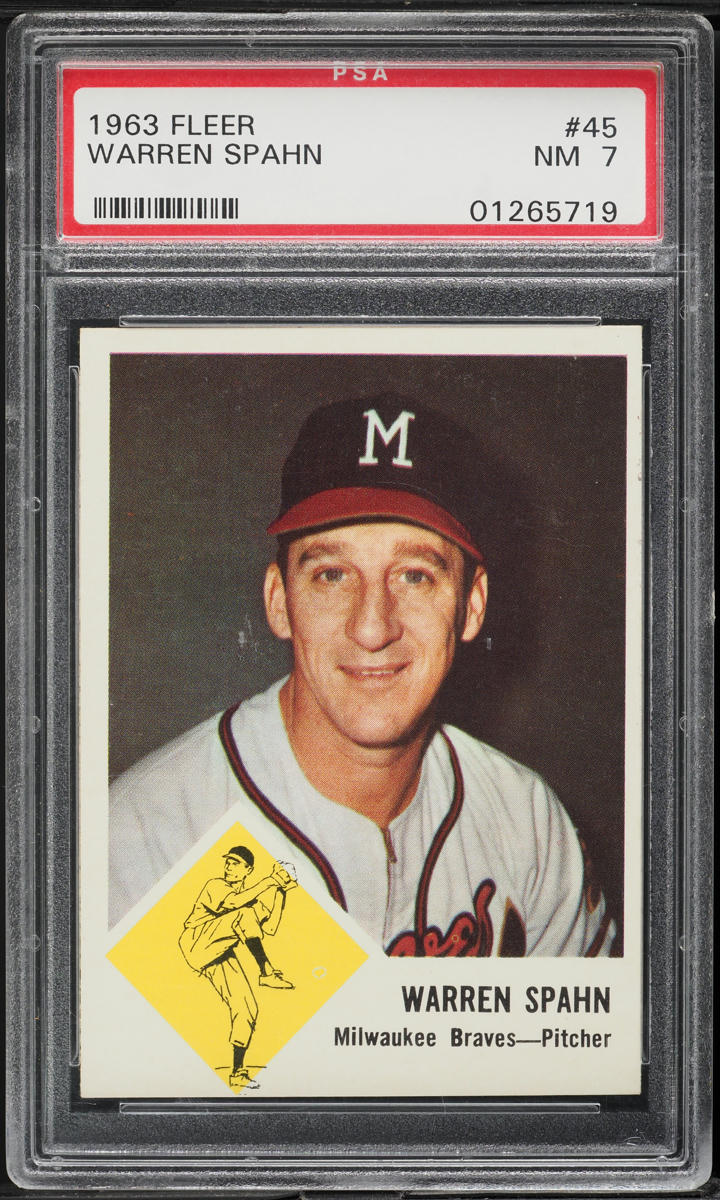 1963 Fleer Warren Spahn #45 PSA 7 NRMT