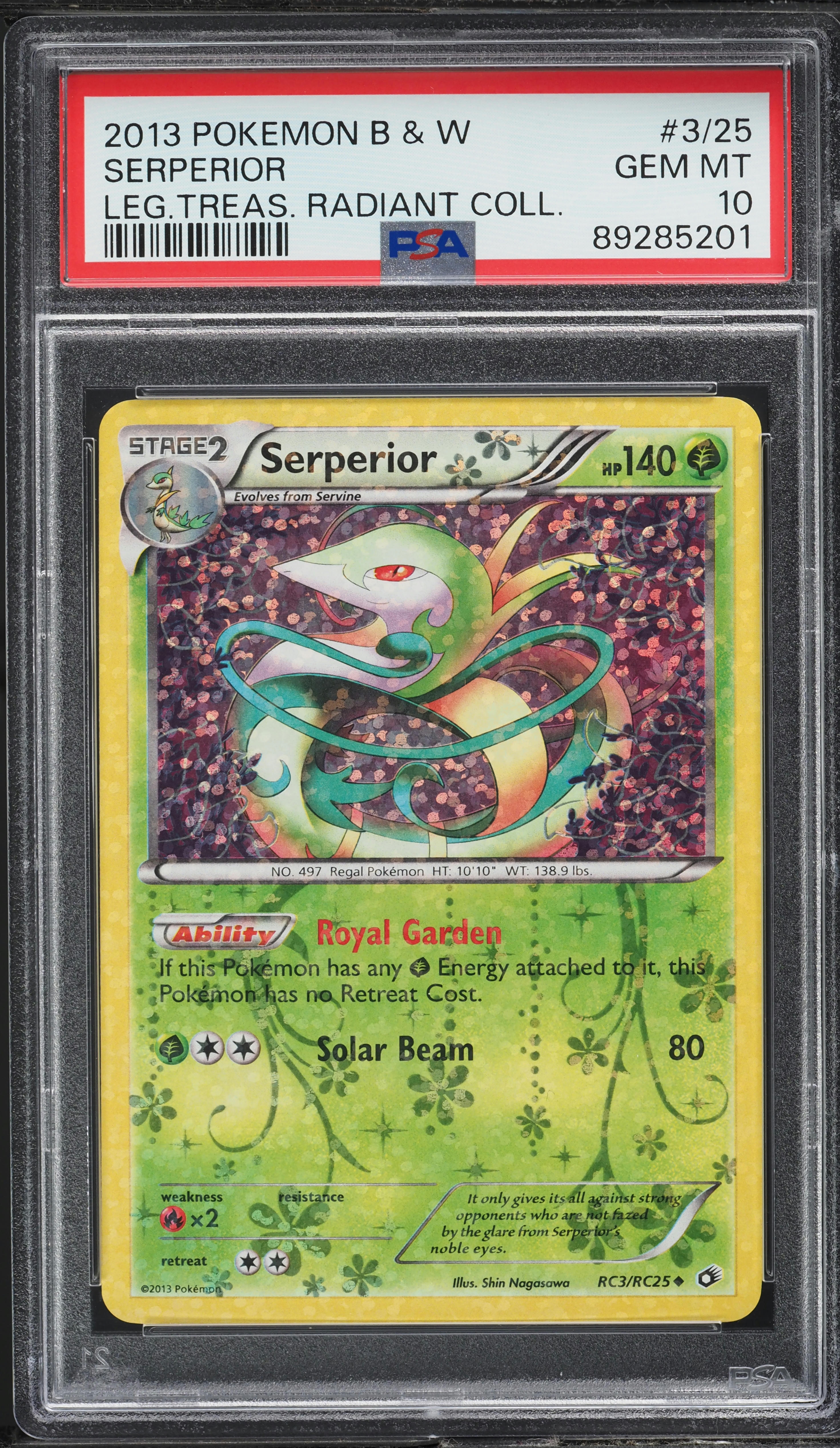 2013 Pokemon BW Legendary Treasures Radiant Collection Serperior #RC3 PSA 10 GEM