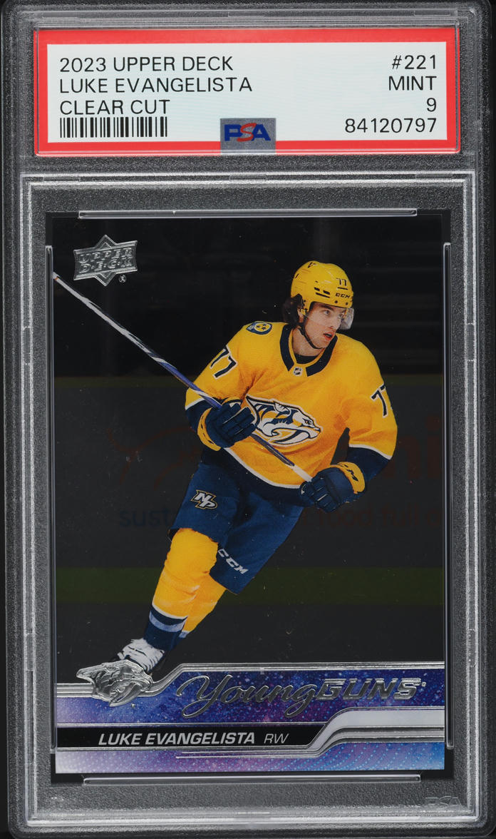 2023 Upper Deck Young Guns Clear Cut Luke Evangelista ROOKIE #221 PSA 9 MINT