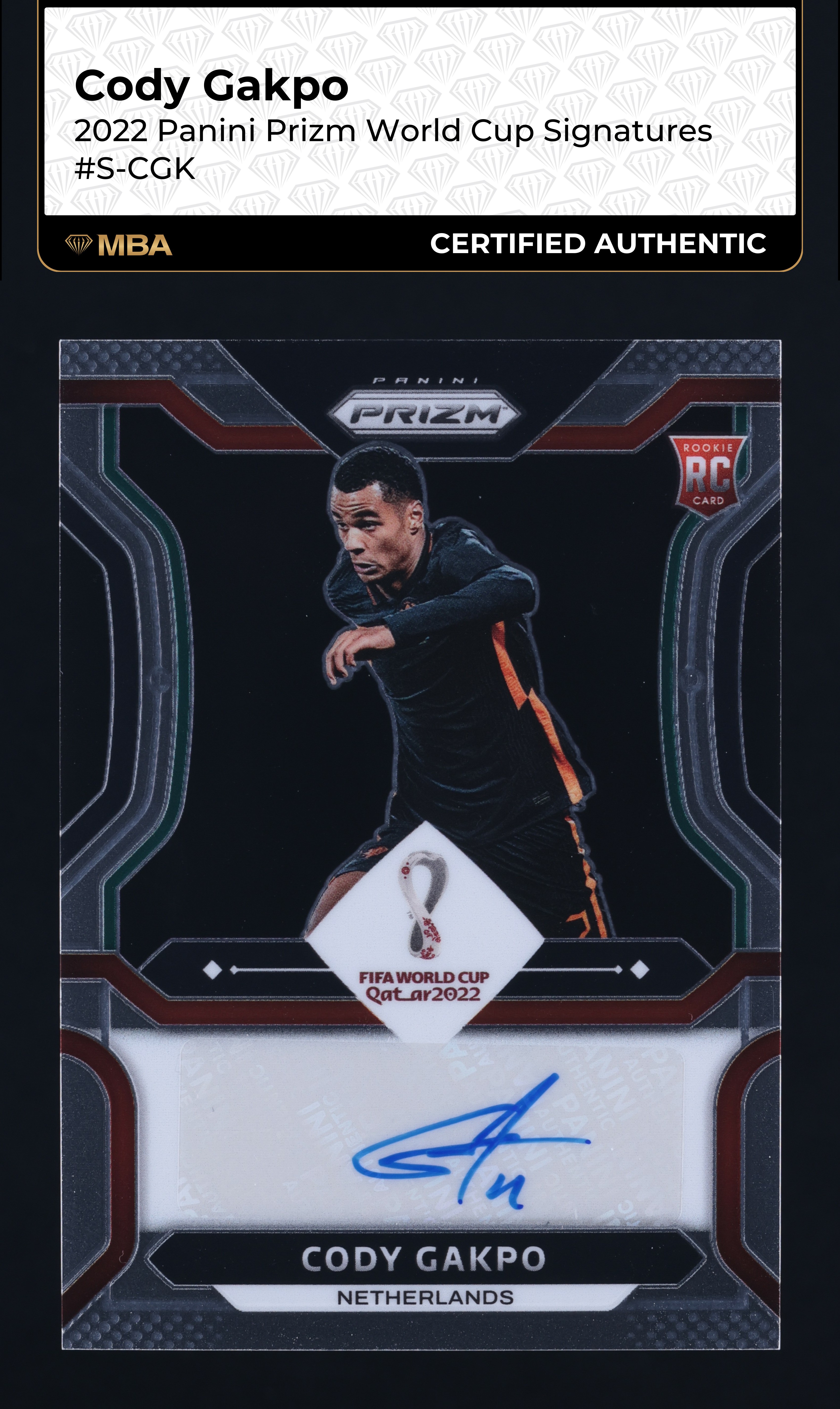 2022 Panini Prizm FIFA World Cup Qatar Cody Gakpo ROOKIE AUTO #S-CGK MBA AUTH