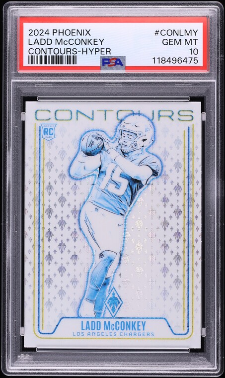 2024 Panini Phoenix Contours Hyper Ladd McConkey ROOKIE #CON-LMY PSA 10 GEM MINT
