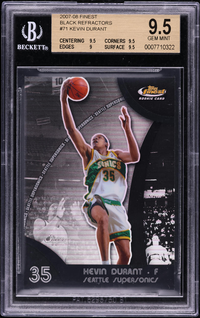 2007 Finest Black Refractor Kevin Durant ROOKIE /75 #71 BGS 9.5 GEM MINT