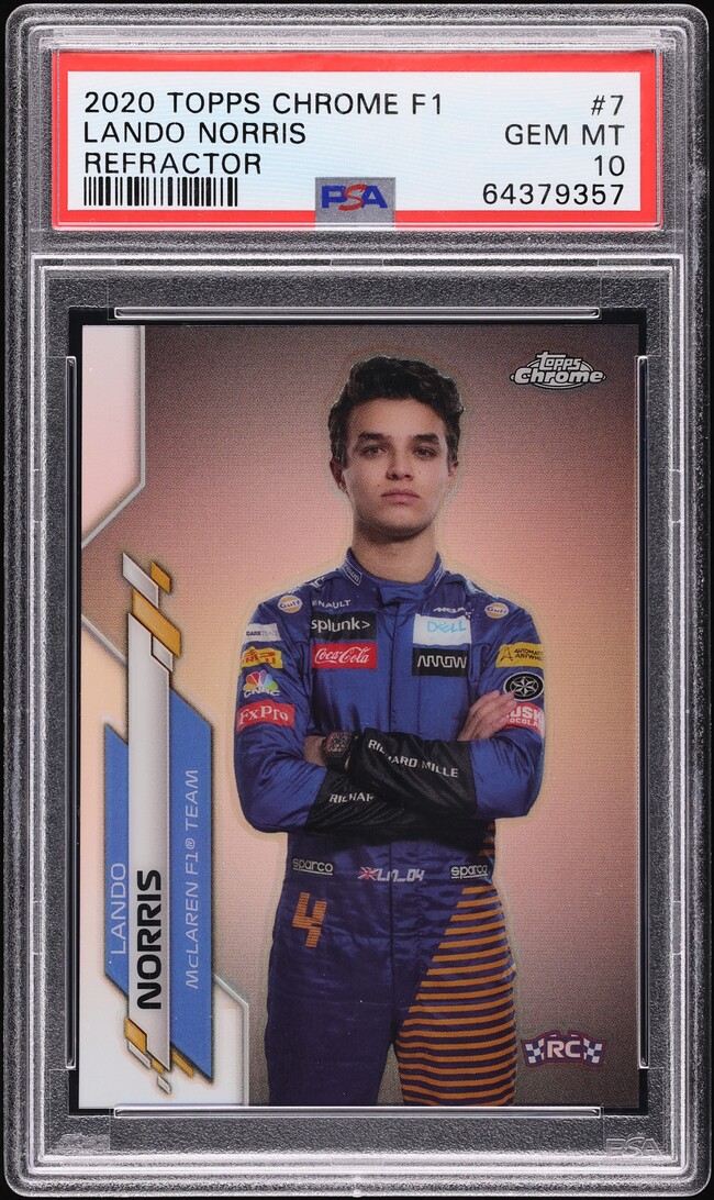 2020 Topps Chrome Formula 1 Refractor Lando Norris ROOKIE #7 PSA 10 GEM MINT