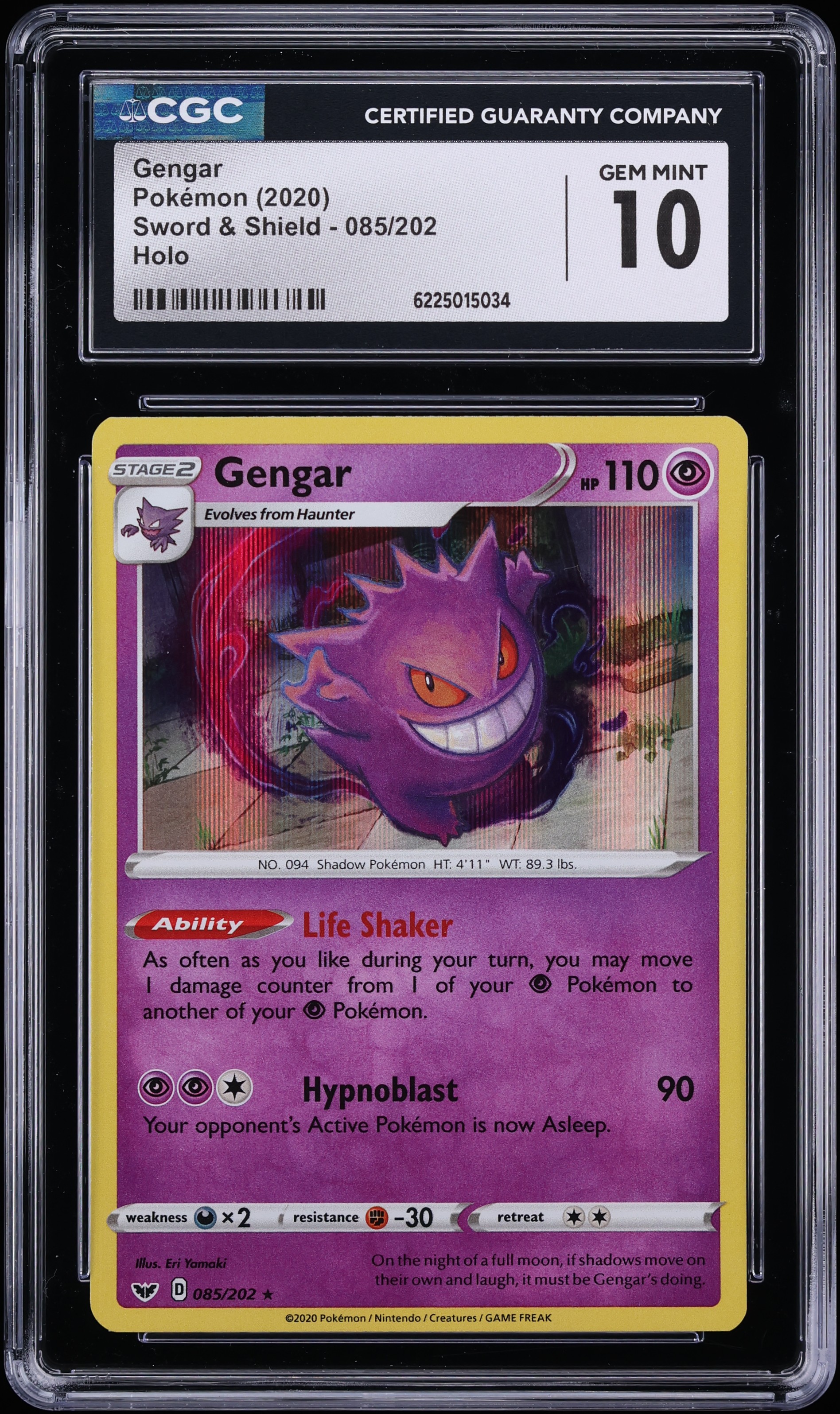 2020 Pokemon Sword & Shield Holo Gengar #85 CGC 10 GEM MINT