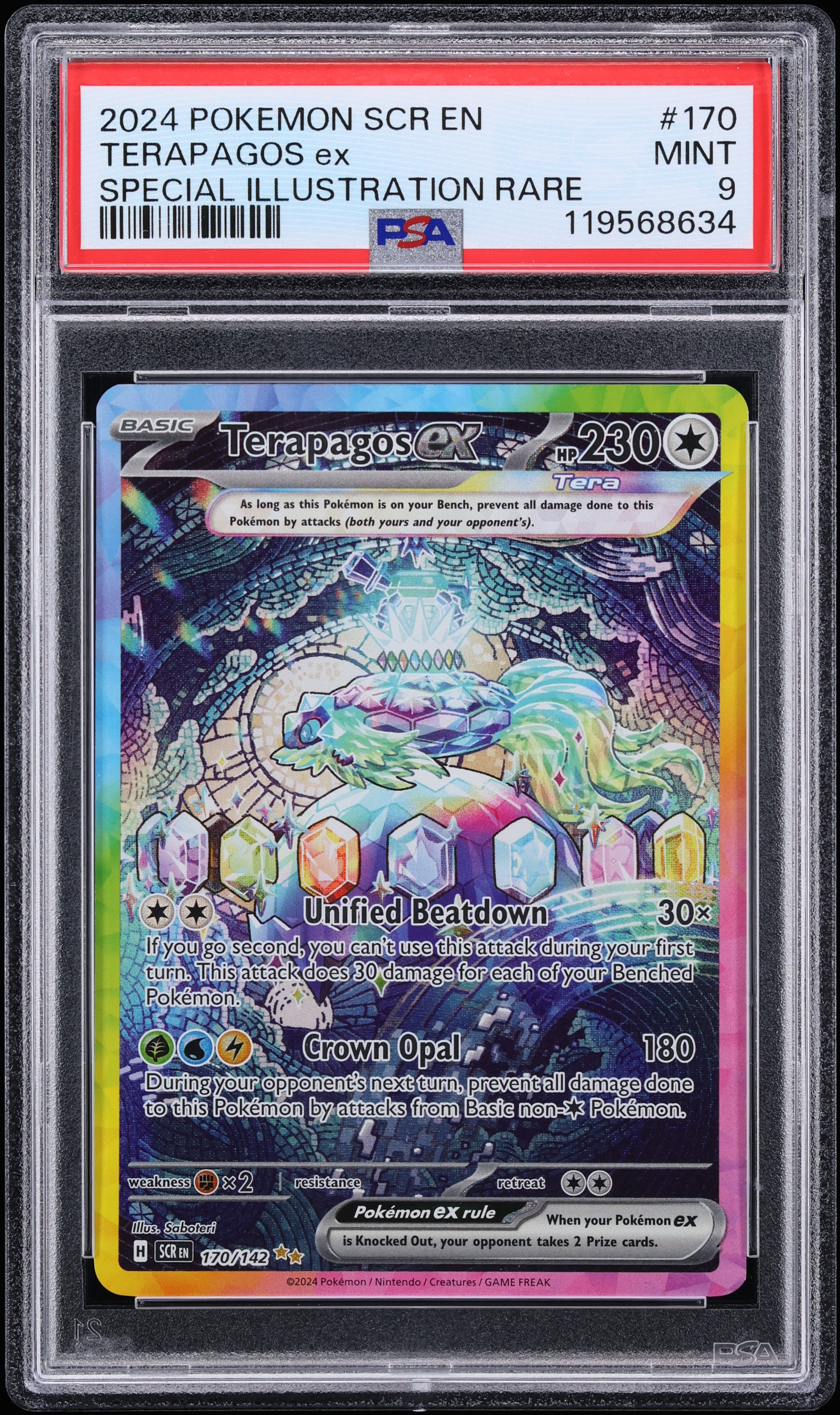 2024 Pokemon Scarlet & Violet Stellar Crown SIR Terapagos Ex #170 PSA 9 MINT