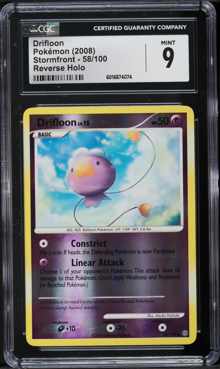 2008 Pokemon Diamond & Pearl Stormfront Reverse Holo Drifloon #58 CGC 9 MINT