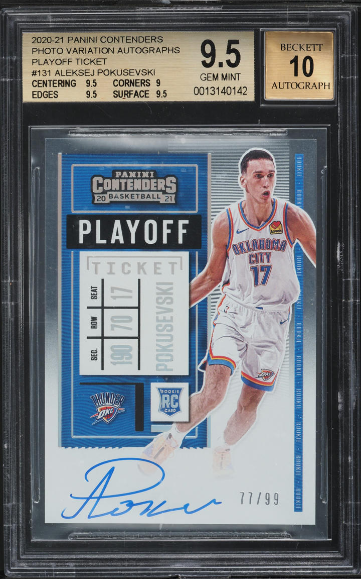2020 Panini Contenders Playoff Ticket Aleksej Pokusevski ROOKIE AUTO /99 BGS 9.5