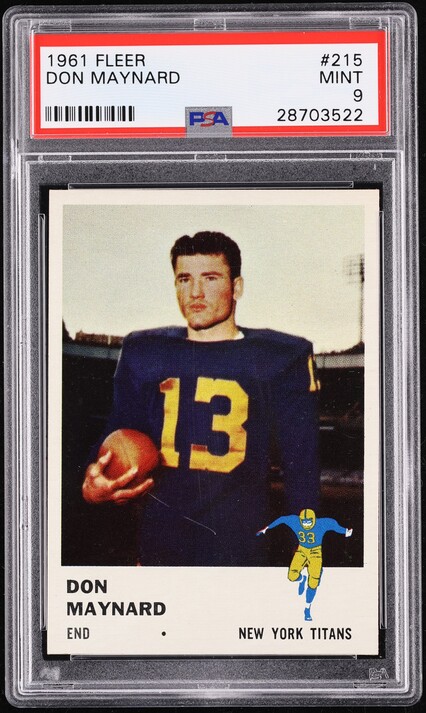 1961 Fleer Football Don Maynard ROOKIE #215 PSA 9 MINT