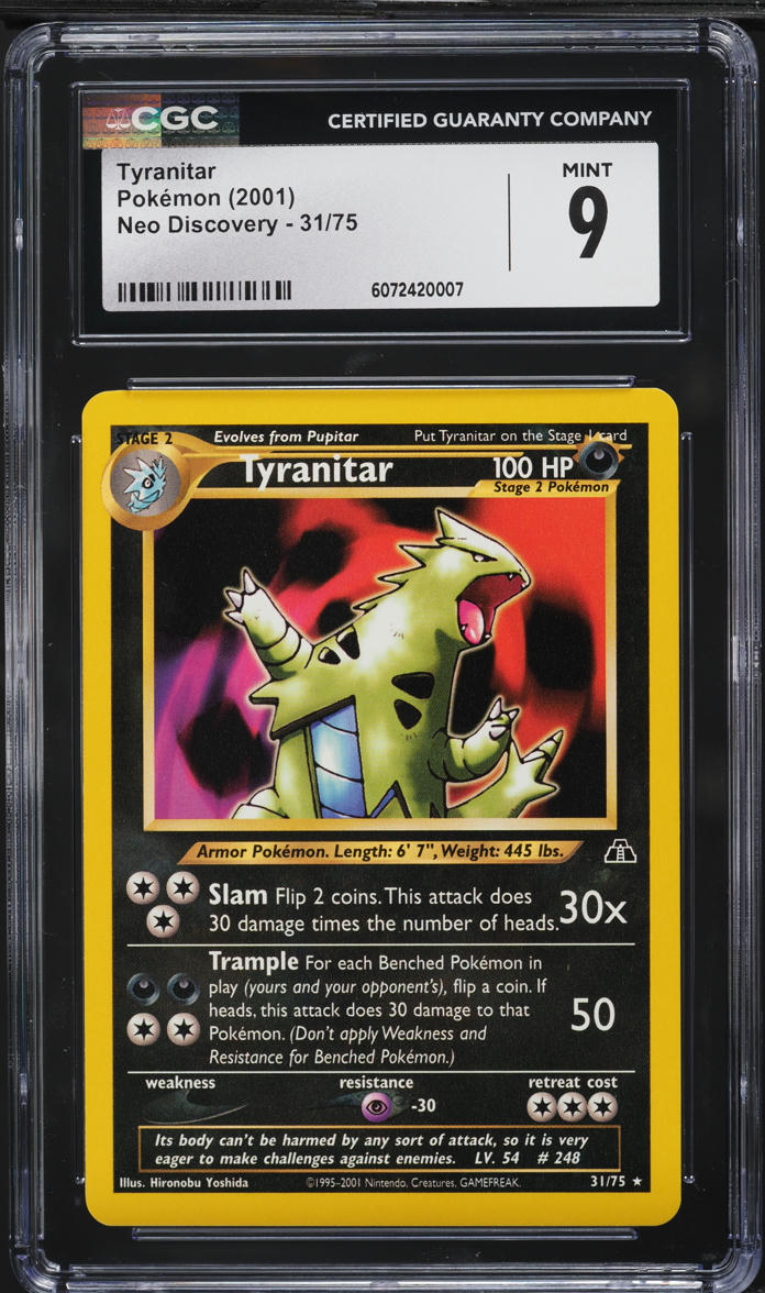 2001 Pokemon Neo Discovery Tyranitar #31 CGC 9 MINT