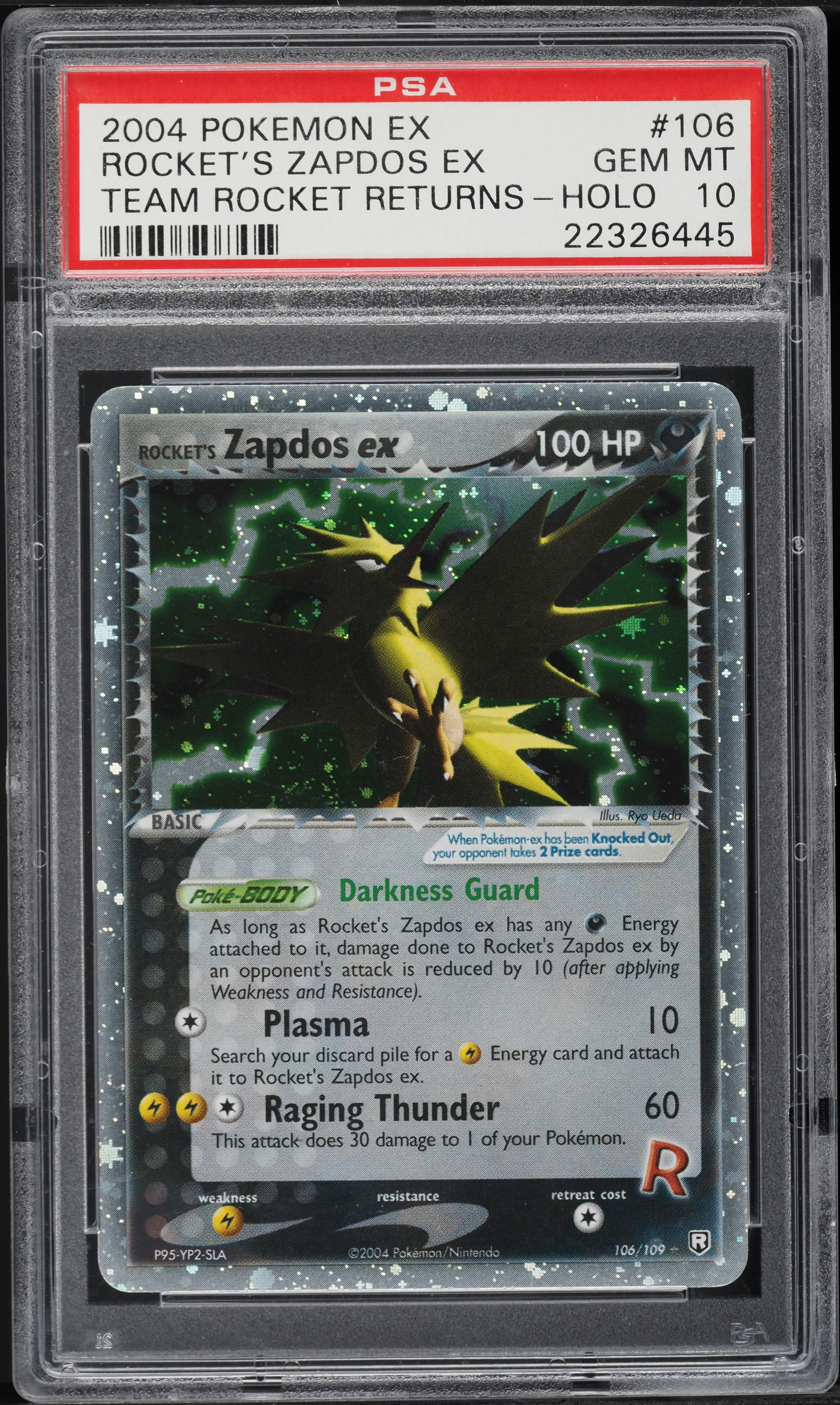 2004 Pokemon EX Team Rocket Returns Holo Zapdos ex #106 PSA 10 GEM MINT