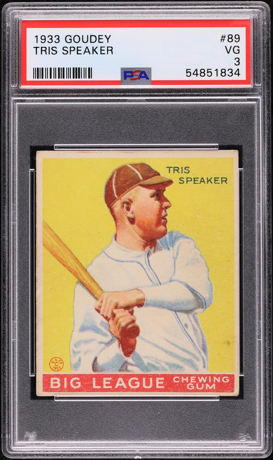 1933 Goudey Tris Speaker #89 PSA 3 VG