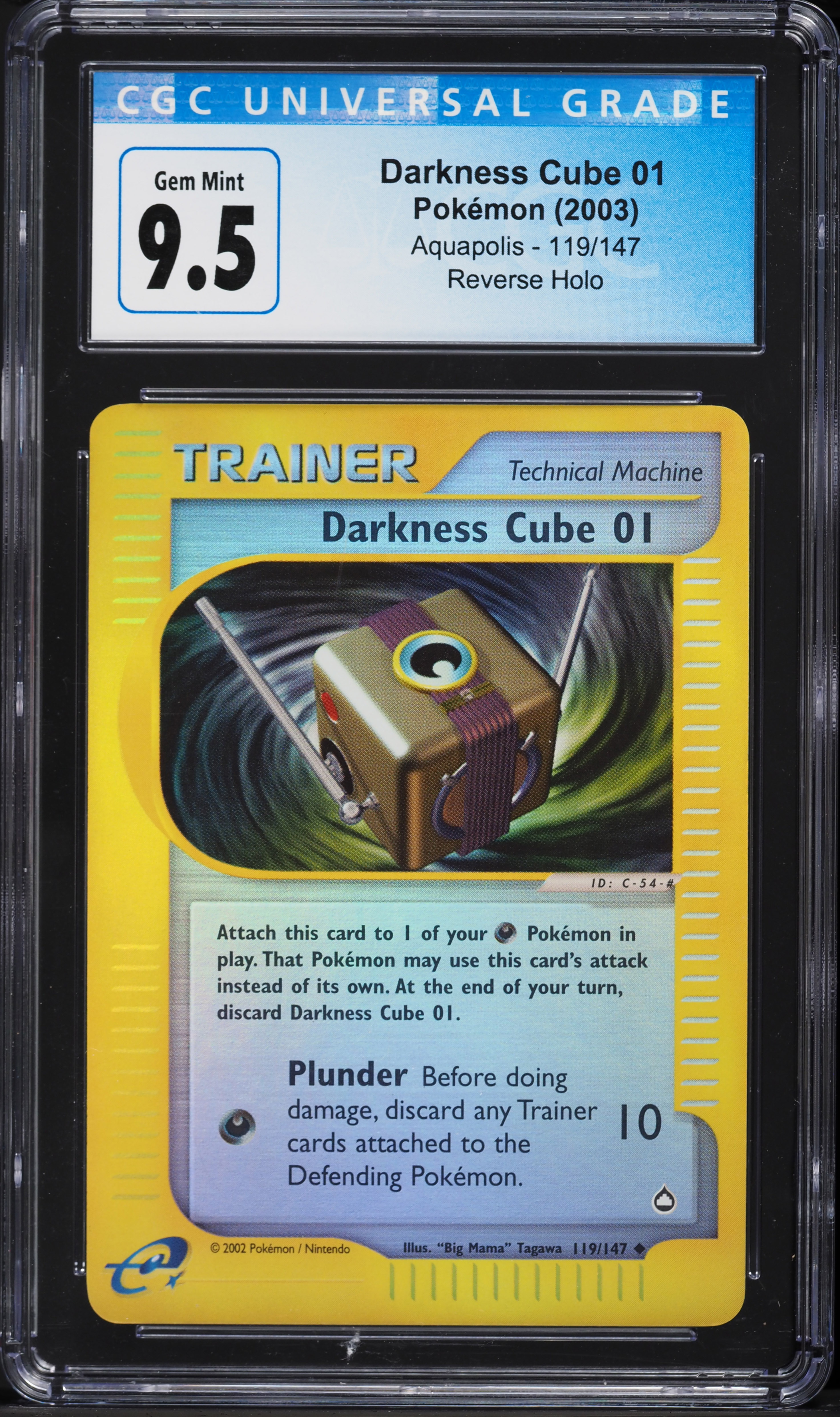 2003 Pokemon Aquapolis Reverse Holo Darkness Cube 01 #119 CGC 9.5 GEM MINT